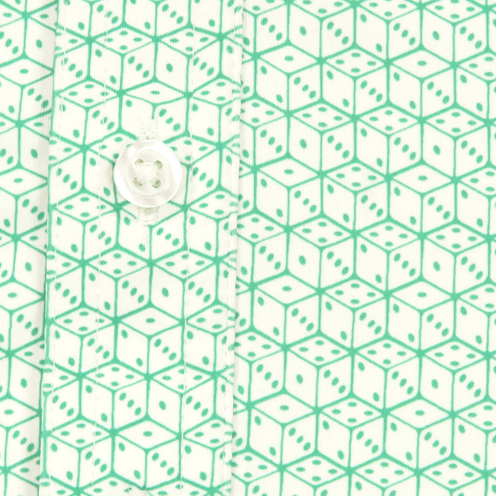 Vintage Criquet Polo Men L White Green 4 Button All Over Print Dice Print Golf Shirt Size US L / EU 52-54 / 3 - 2 Thumbnail