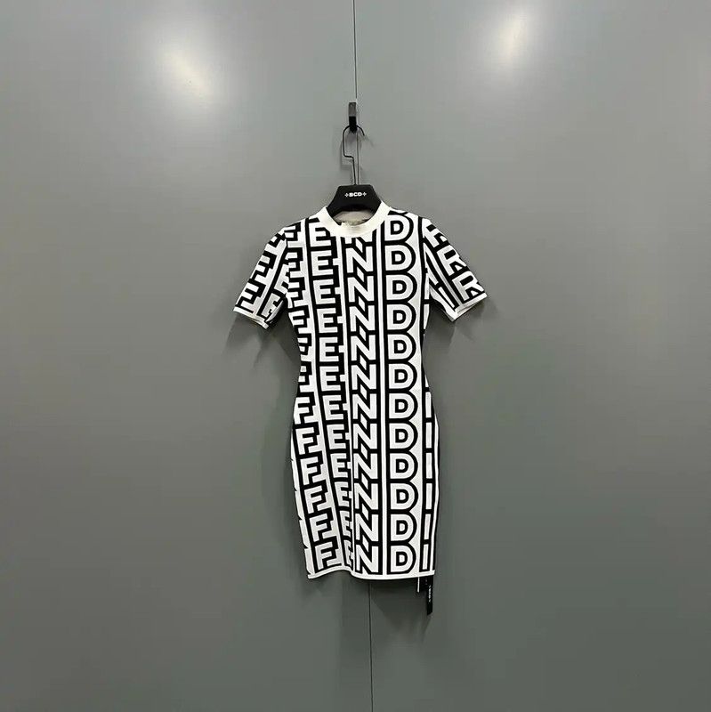 Fendi Fendi Multicolor Cotton Short Sleeve Dress 0089 Size ONE SIZE - 1 Thumbnail