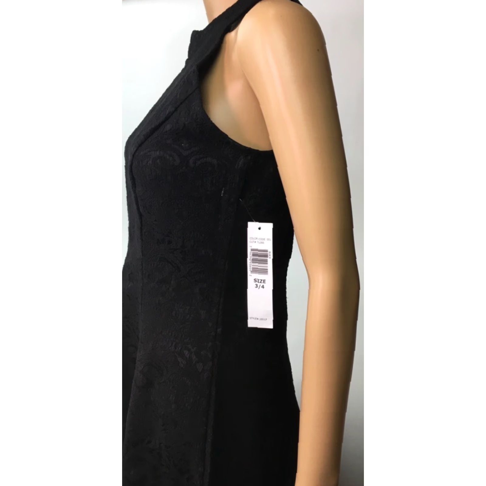 Vintage Jump Apparel Dress Women Fit & Flare Black Jacquard Halter Neck Mini Sleeveless Zip 3/4 Size Size XS / US 0-2 / IT 36-38 - 2 Thumbnail