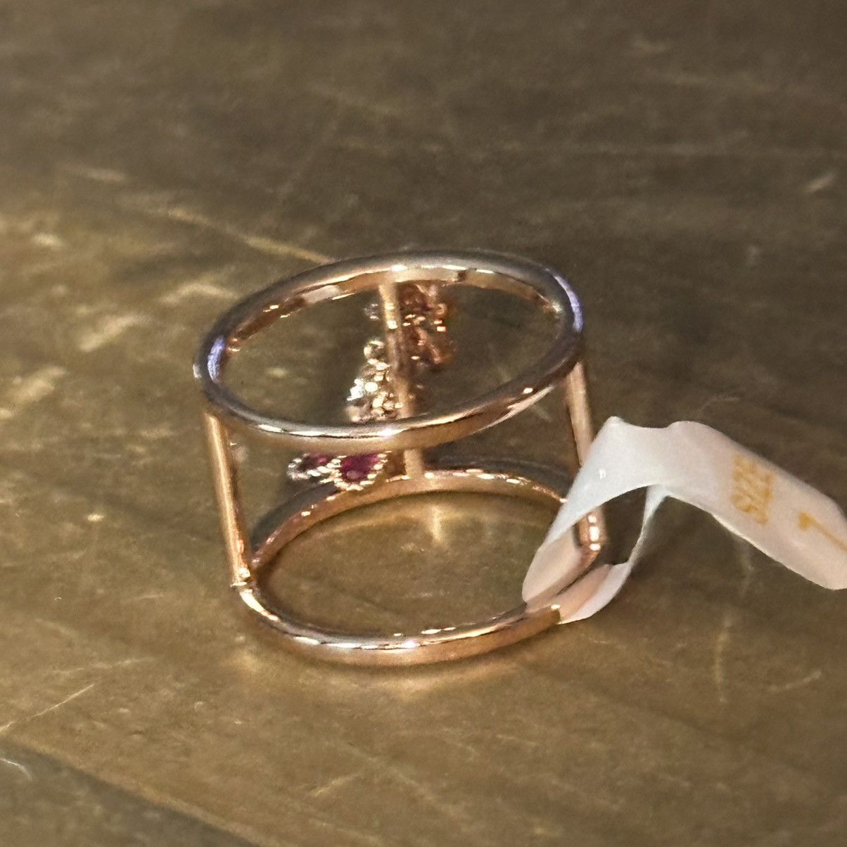 Bomb Party Bomb Party rose gold pink crystal dangles open ring Size ONE SIZE - 7 Thumbnail