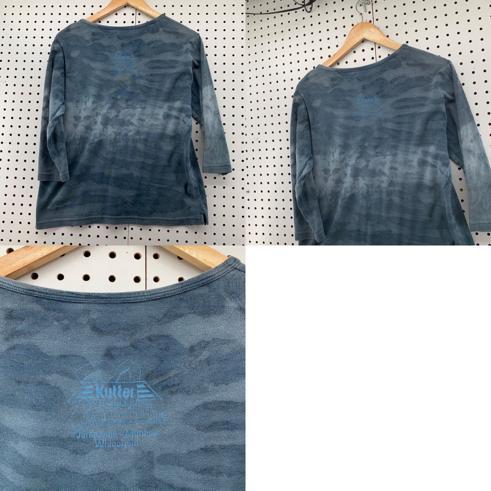 Harley Davidson VINTAGE Harley-Davidson XL Womens Top Blue Acid Wash Long Sleeve USA 21x24 Size XL / US 12-14 / IT 48-50 - 9 Thumbnail