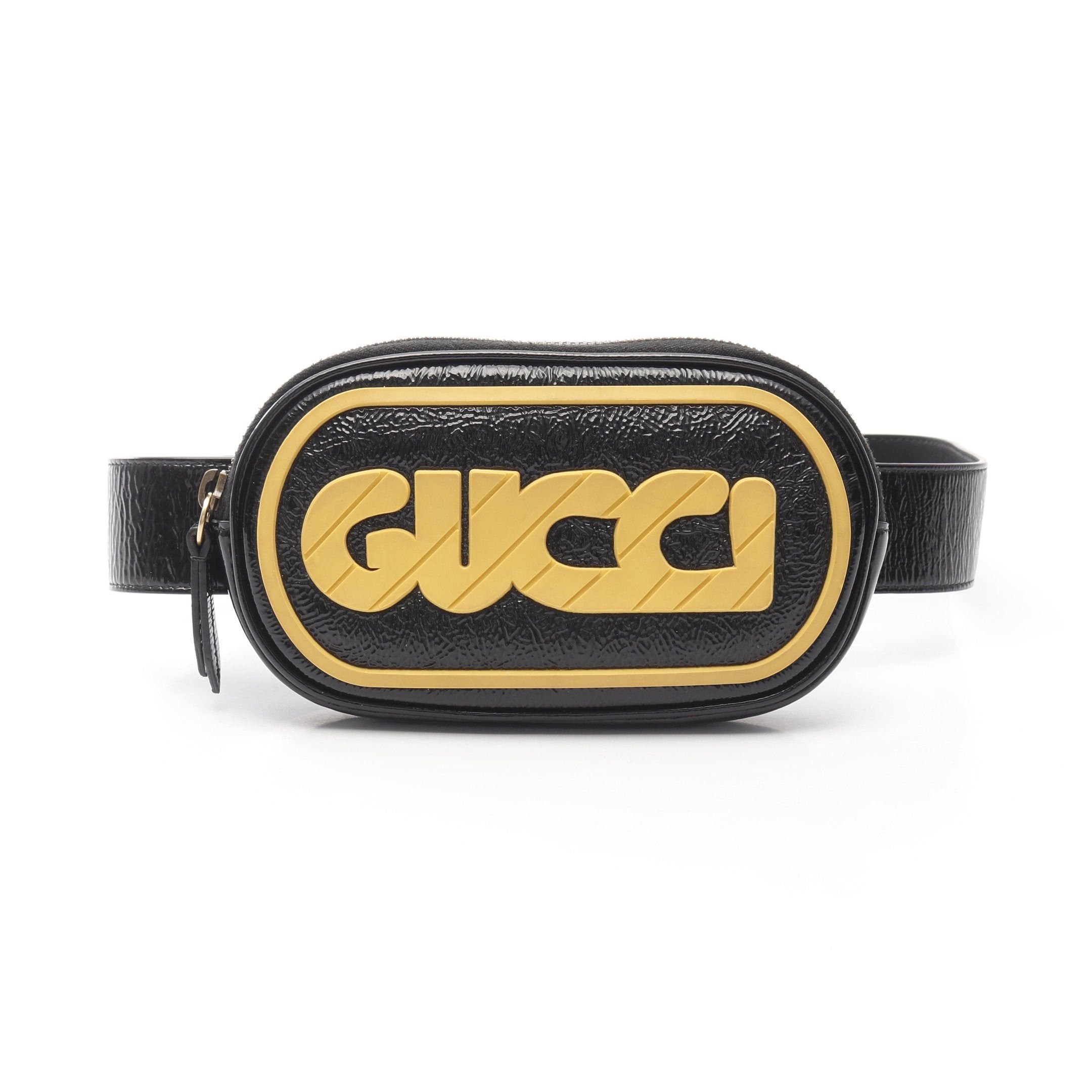 Gucci Gucci Game Patch Logo Belt Bag Body Waist Patent Leather Black Size ONE SIZE - 1 Thumbnail