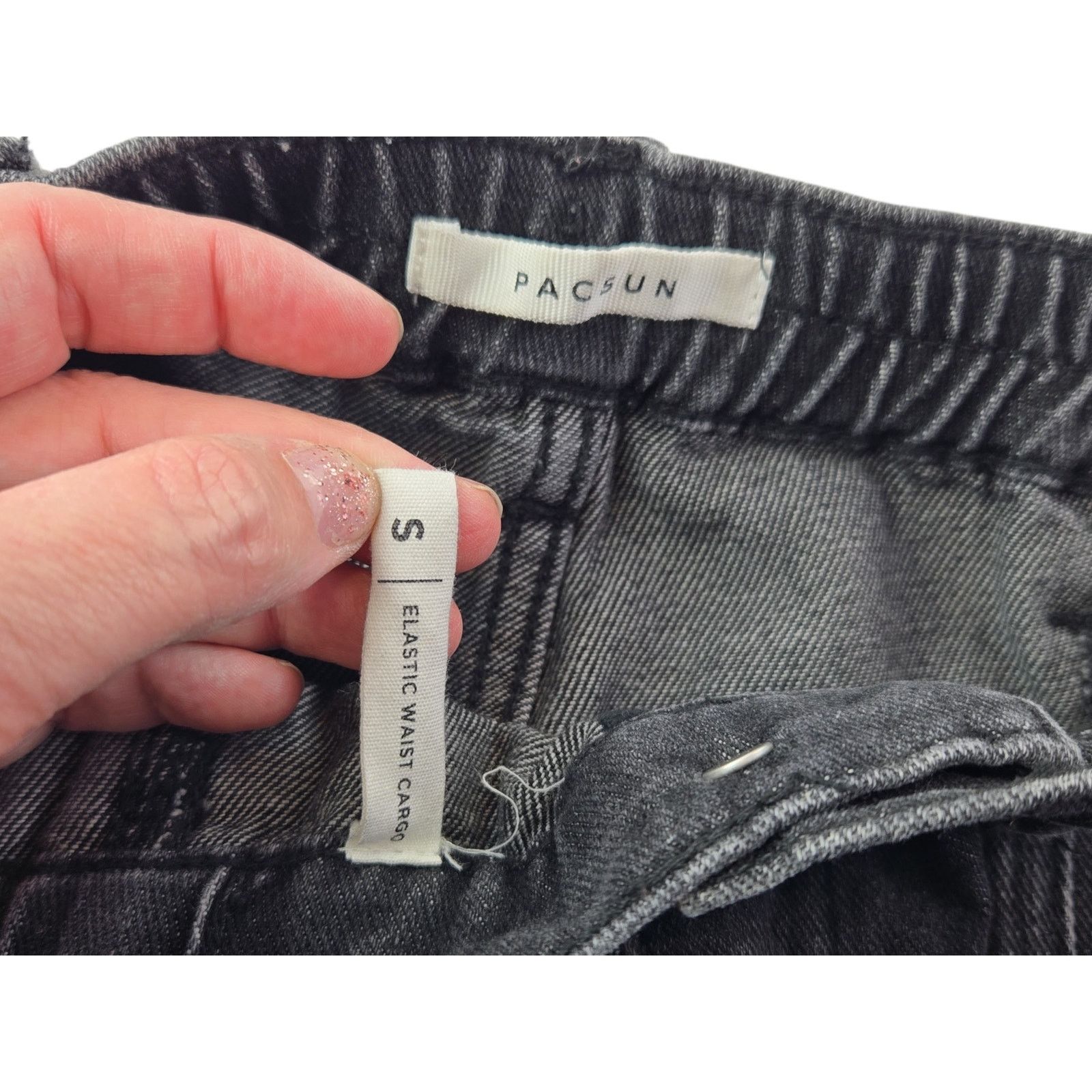 Pacsun Pacsun | Black Elastic Waist Cargo Jeans | Size Small Size 28" / US 6 / IT 42 - 3 Thumbnail