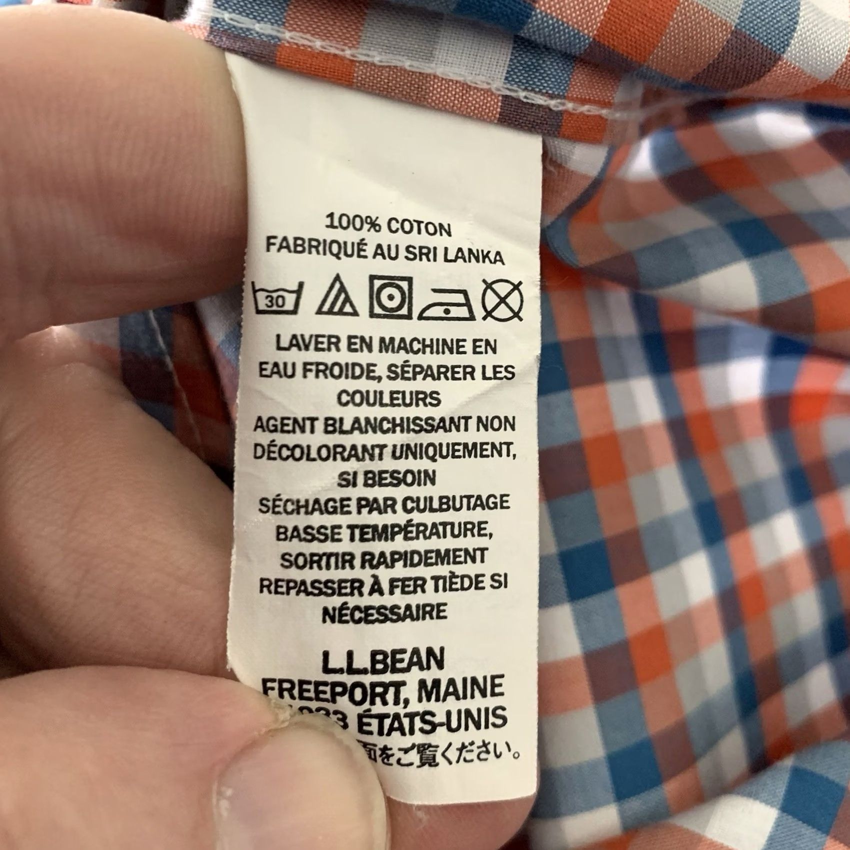 Vintage LL Bean Shirt Men Medium Wrinkle Free Kennebunk Slim Blue Orange Check Button-Up Size US M / EU 48-50 / 2 - 4 Thumbnail