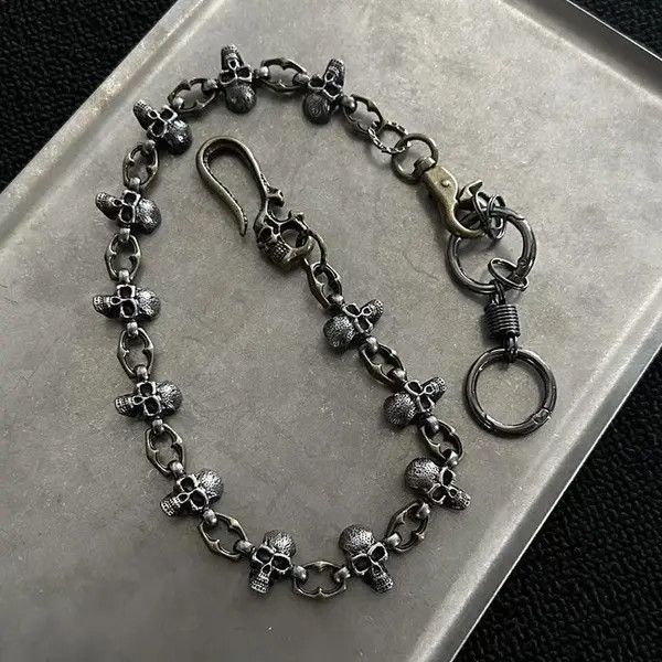 Jewelry Silver Skull Chain Wallet Keychain, Gothic Pants Chain Size ONE SIZE - 2 Thumbnail