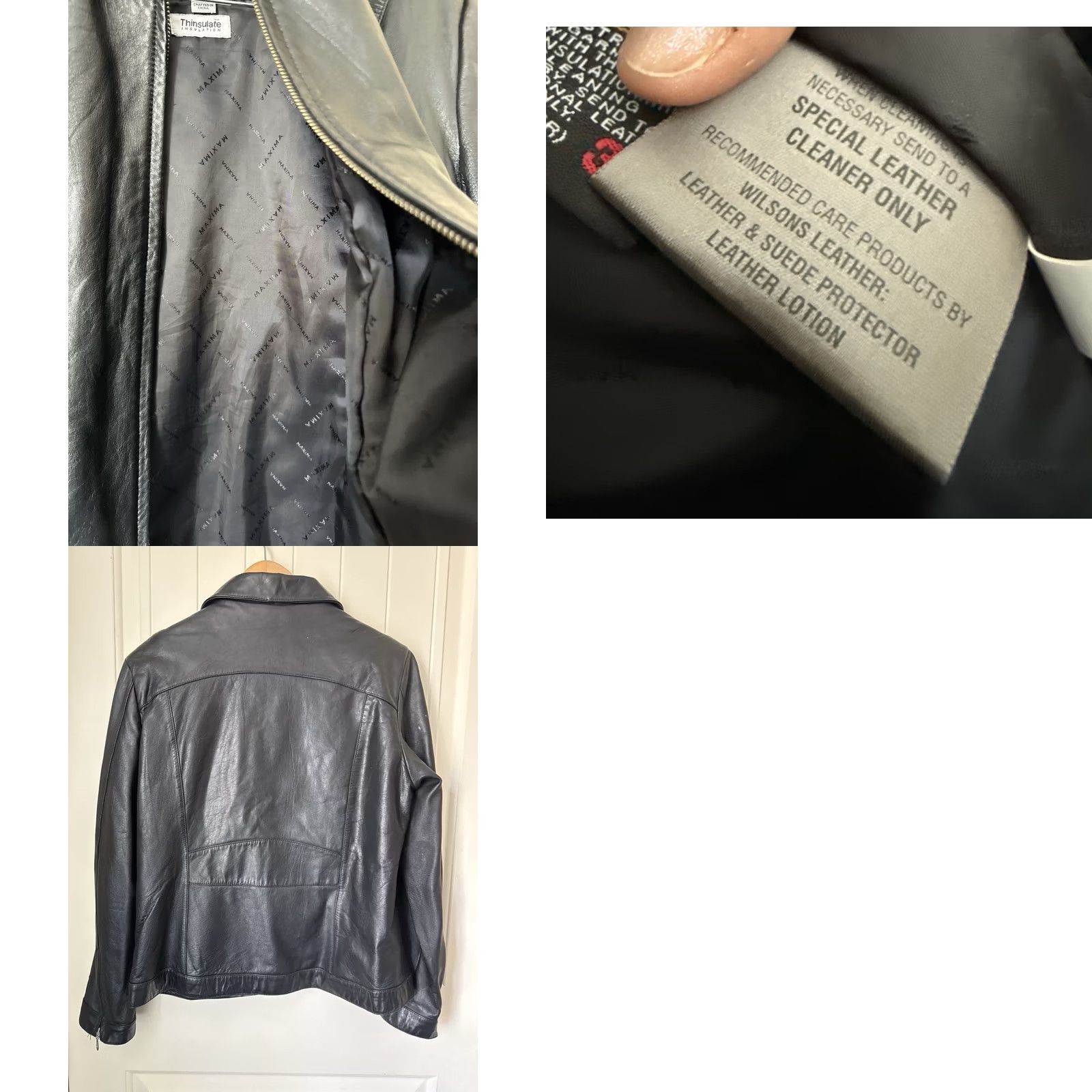 Vintage Wilsons Leather Maxima Jacket Womens Large Black Thinsulate Lined Zip Pockets Jacket Size L / US 10 / IT 46 - 8 Thumbnail