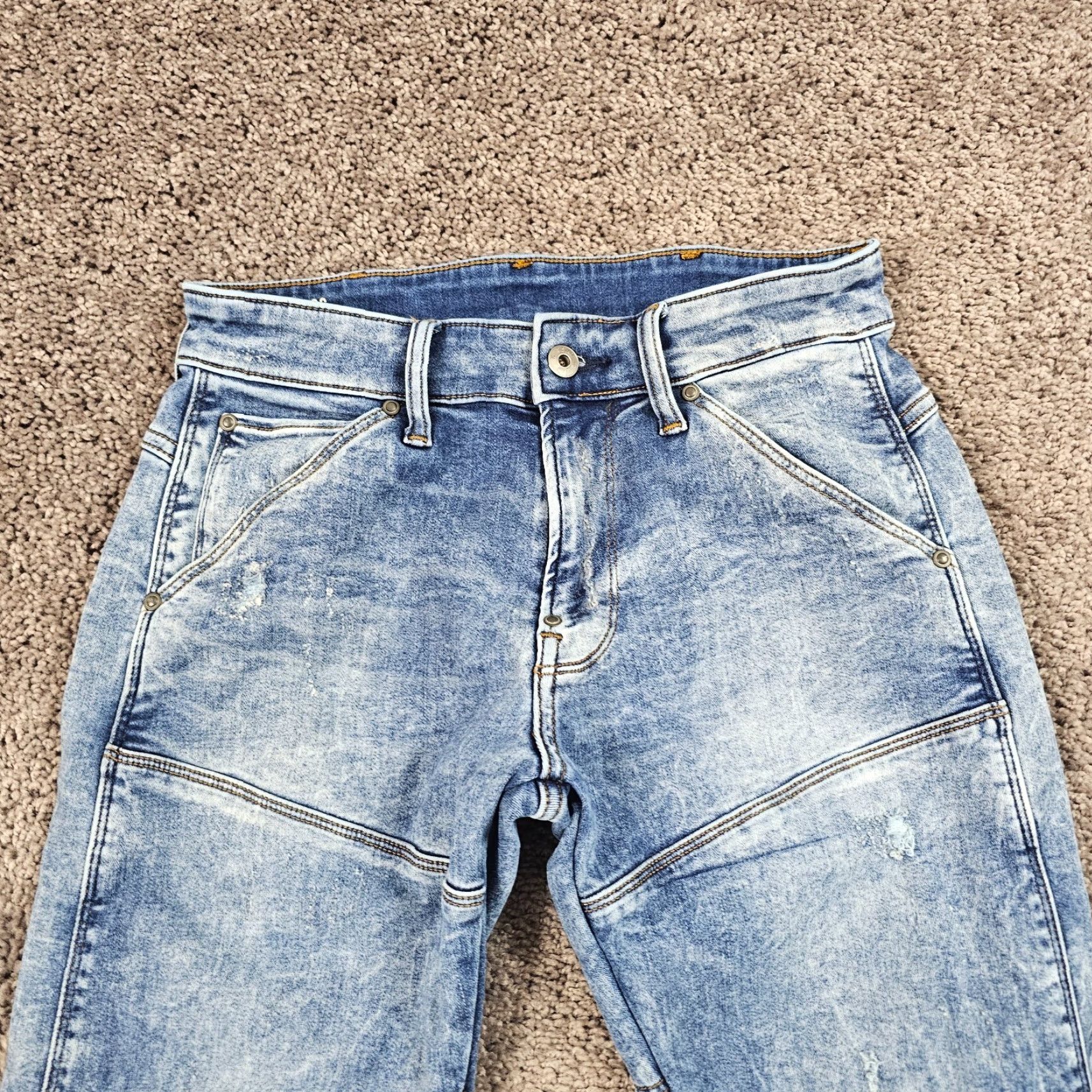 G-Star G-Star Raw 5620 3D Skinny Jeans Men 28x32 Low Rise Acid Wash Stretch Denim Blue Size US 26 / EU 42 - 2 Thumbnail