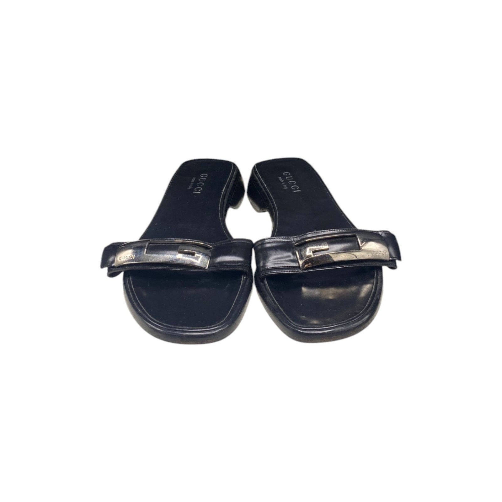 Gucci Black Leather Logo Sandals Size US 8 / IT 38 - 2 Thumbnail