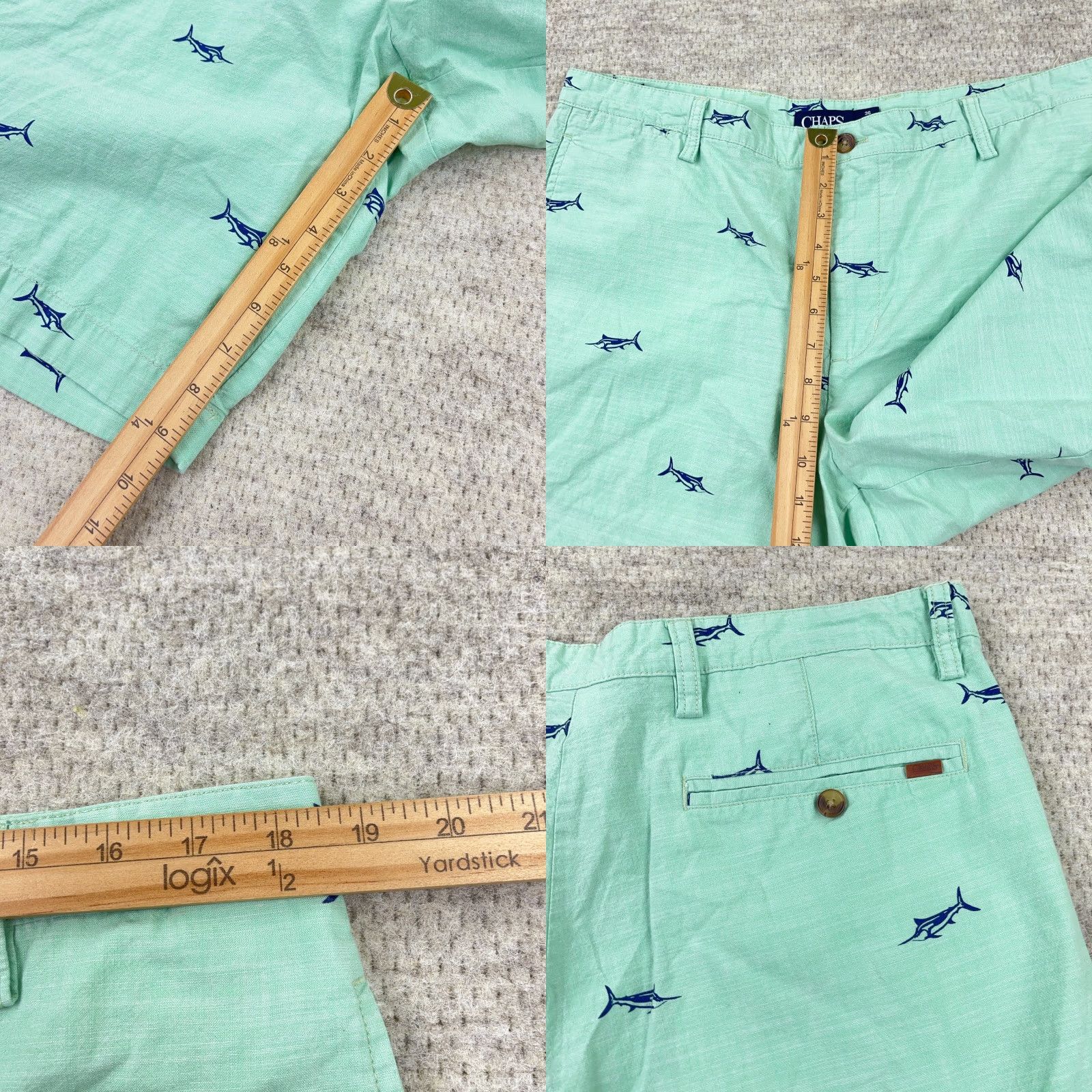 Chaps Chaps Chino Shorts Men 36 Green Marlin Fish Print Nautical Preppy Beach Golf Shirt/Shorts? Size US 36 / EU 52 - 8 Thumbnail