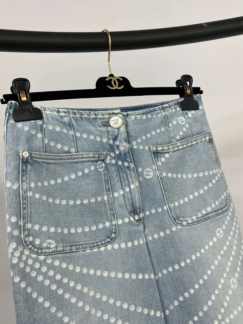 Chanel Chanel 25P light blue knitted chain straight jeans Size 24" / US 00 / IT 34 - 3 Thumbnail