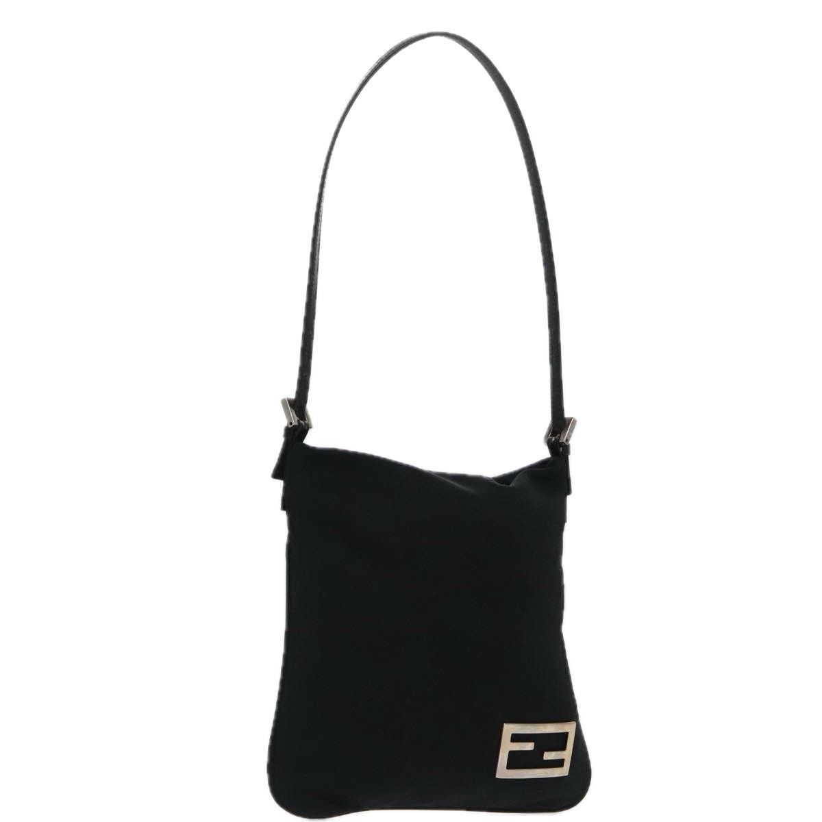 Fendi Shoulder Bag Nylon Black Silver, Women's