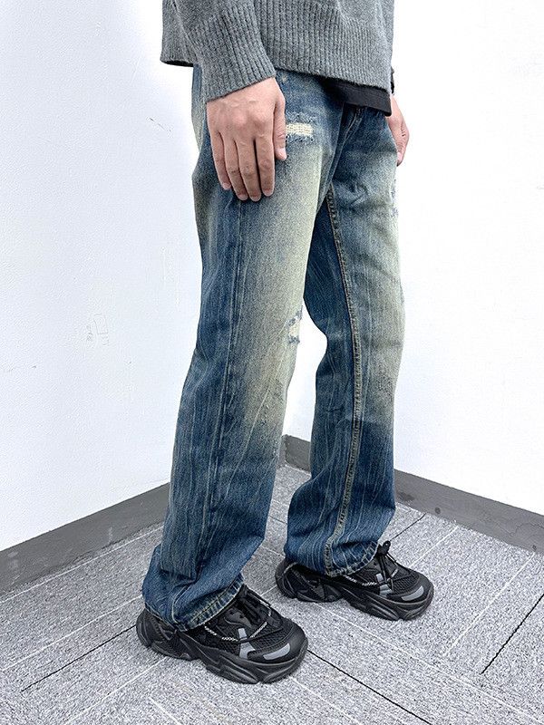 Japanese Brand Retro washed distressed casual ripped jeans Size US 32 / EU 48 - 3 Thumbnail