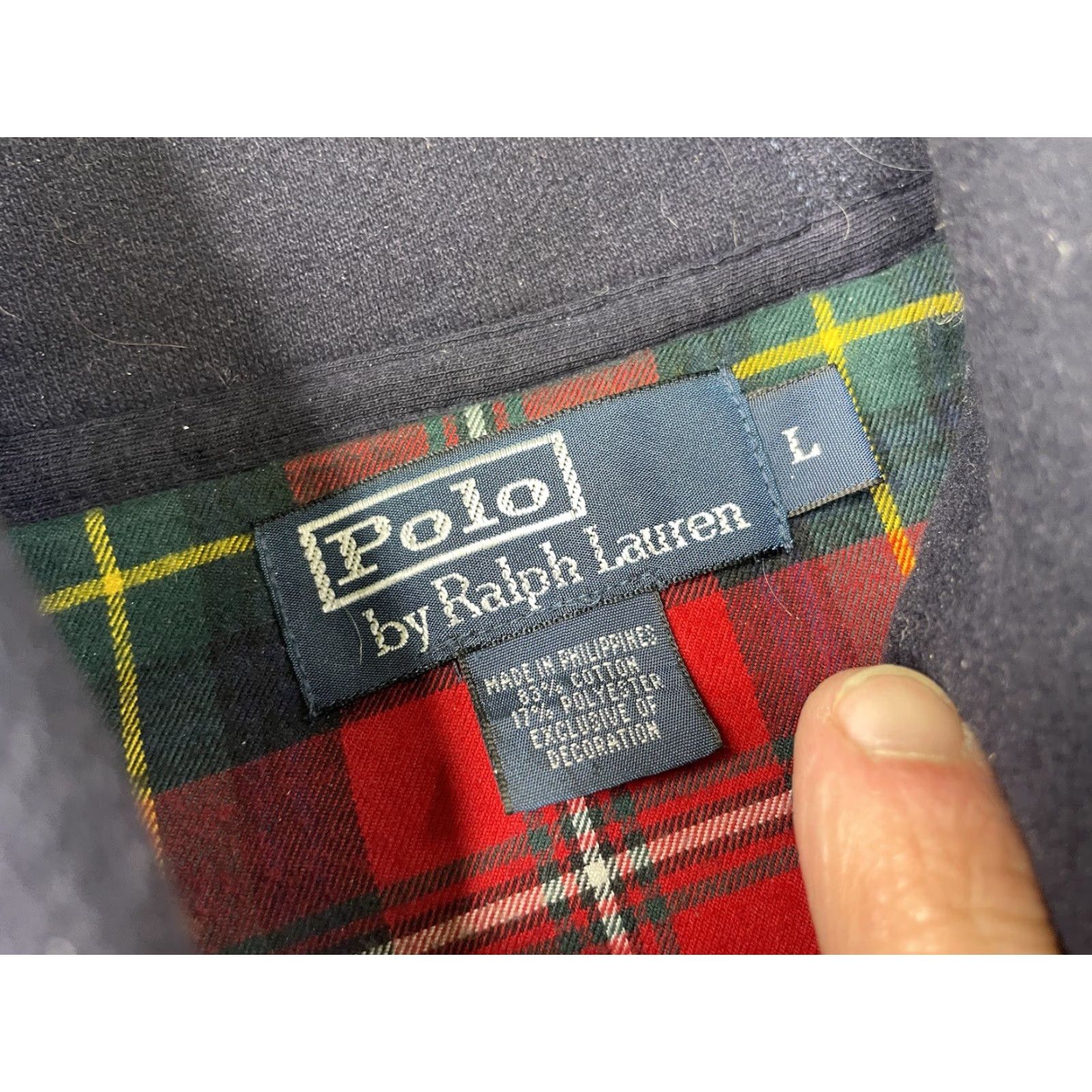 Polo Ralph Lauren VINTAGE Polo Ralph Lauren Sweatshirt Collar Shawl Navy Blue L Pullover Men Rates: large? Size US L / EU 52-54 / 3 - 3 Thumbnail