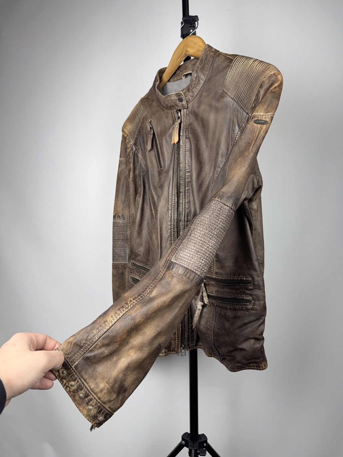 Genuine Leather Vintage 00s Brown Leather Moto Biker Jacket Distressed Style Size US S / EU 44-46 / 1 - 4 Thumbnail