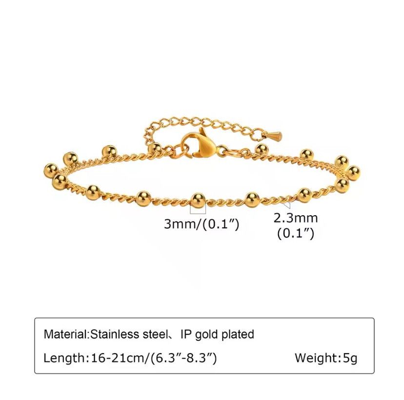 Other Stainless Steel Beads Charm Chain Bracelet Necklace Size ONE SIZE - 3 Thumbnail