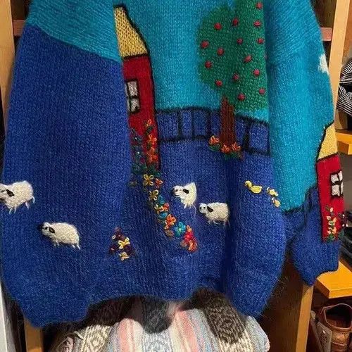Japanese Brand Retro contrast crew neck knitted sweater Size M / US 6-8 / IT 42-44 - 5 Thumbnail