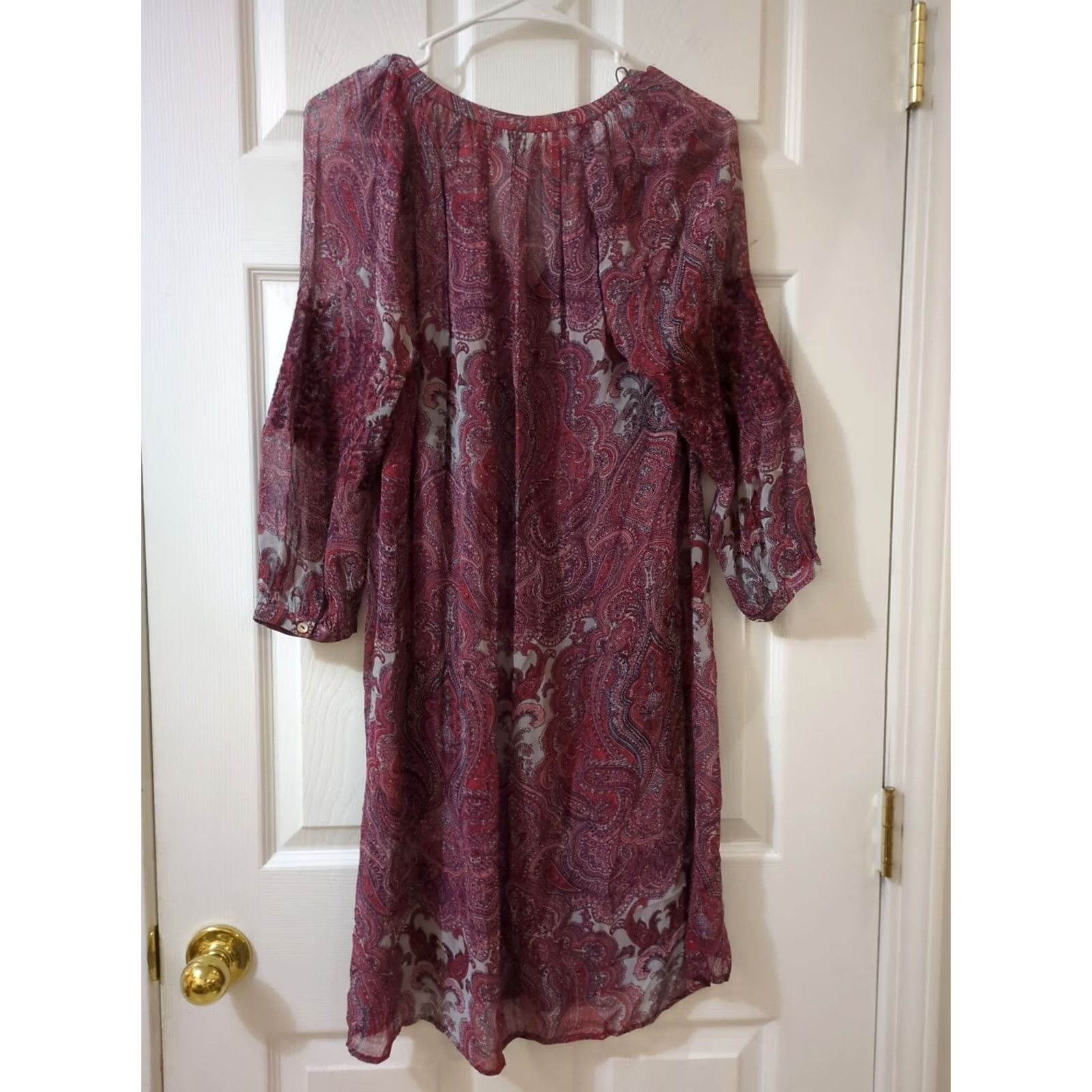 Lucky Brand Lucky Brand Women's Sheer Purple Paisley Tunic Mini Dress Size S Size S / US 4 / IT 40 - 5 Thumbnail