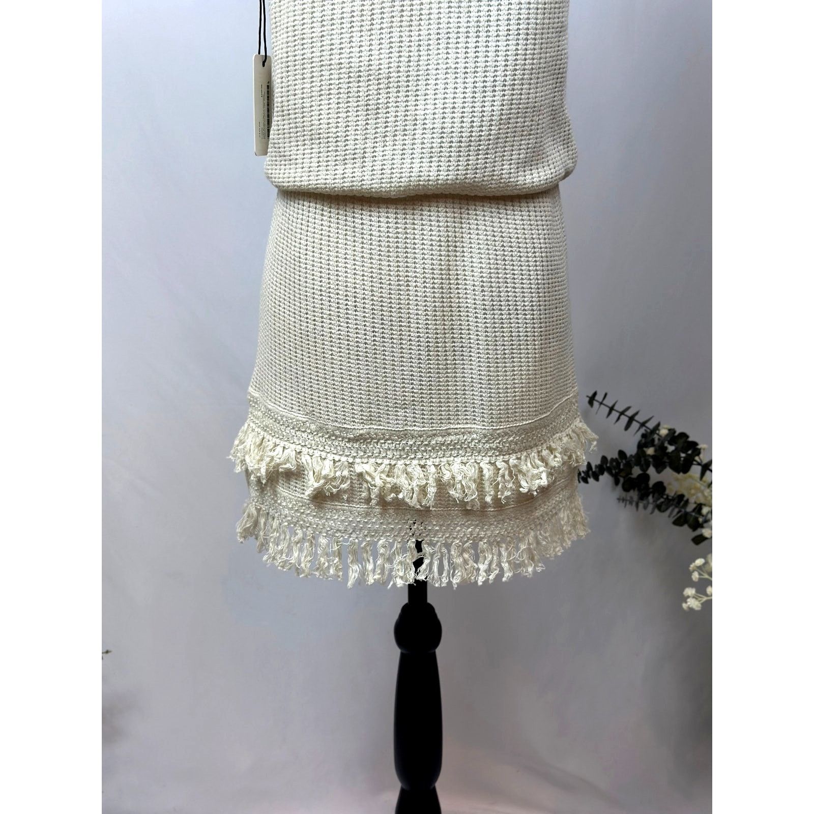 Saylor Saylor Rosario Halter Knit Fringe Dress in Ecru M Size M / US 6-8 / IT 42-44 - 17 Thumbnail