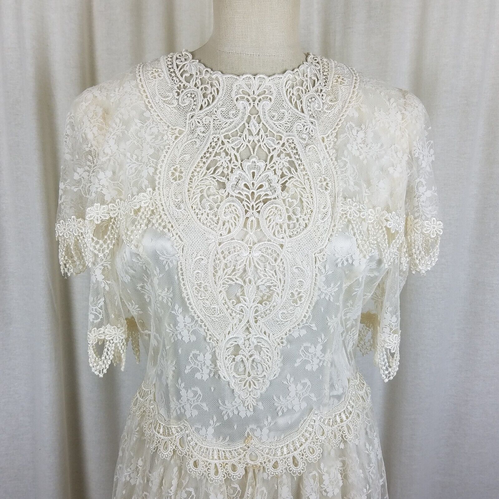 Jessica McClintock Vtg 80s JESSICA MCCLINTOCK BRIDAL Gunne Sax Dress Lace 12 Size XL / US 12-14 / IT 48-50 - 2 Thumbnail