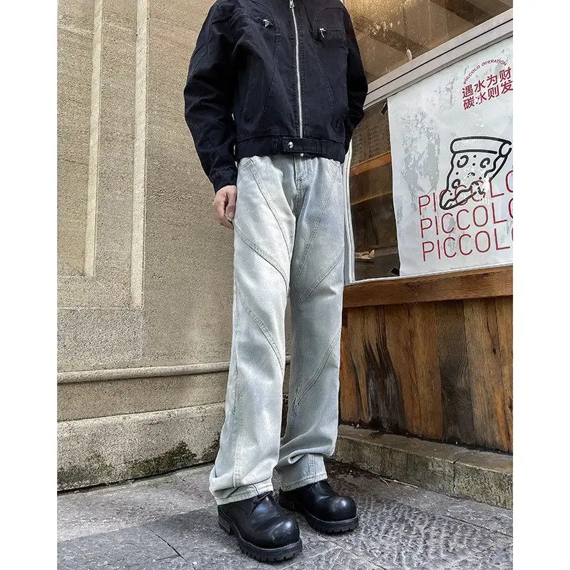 Japanese Brand Retro loose straight leg spliced jeans Size US 32 / EU 48 - 5 Thumbnail