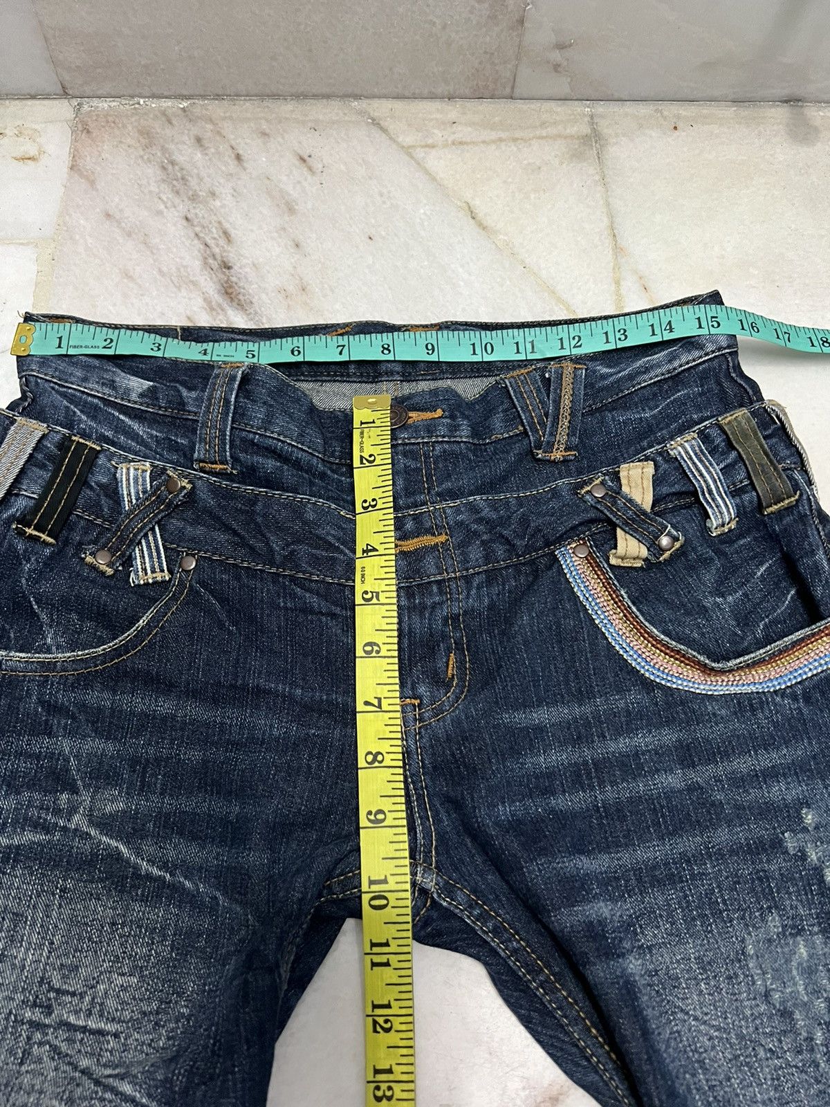 If Six Was Nine × Japanese Brand 🌈DOUBLE WAIST🌈VINTAGE DOMINATE HANDCRAFTED WASHED JEANS Size US 31 - 13 Thumbnail