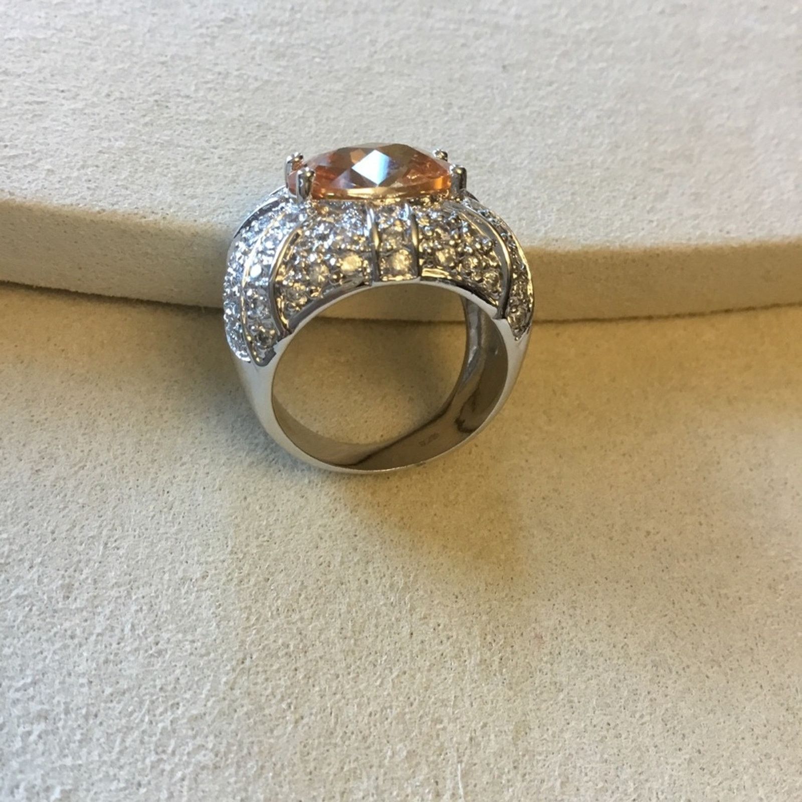 Other Sterling Silver Yellow Crystal Statement Ring Size ONE SIZE - 6 Thumbnail