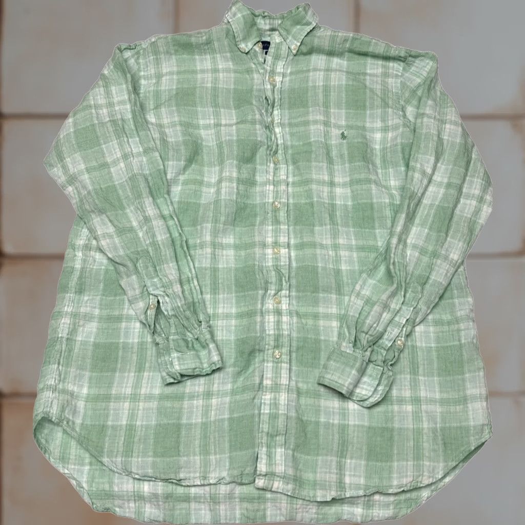Polo Ralph Lauren VINTAGE Polo Ralph Lauren Shirt Mens Large Navy Classic Fit Linen Lightweight L/S Preppy Size US L / EU 52-54 / 3 - 1 Thumbnail