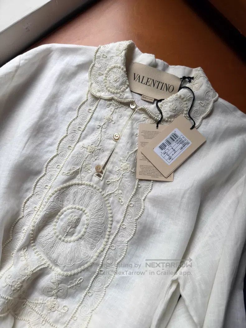 Valentino Valentino Linen embroidered long-sleeved shirt Size S / US 4 / IT 40 - 4 Thumbnail