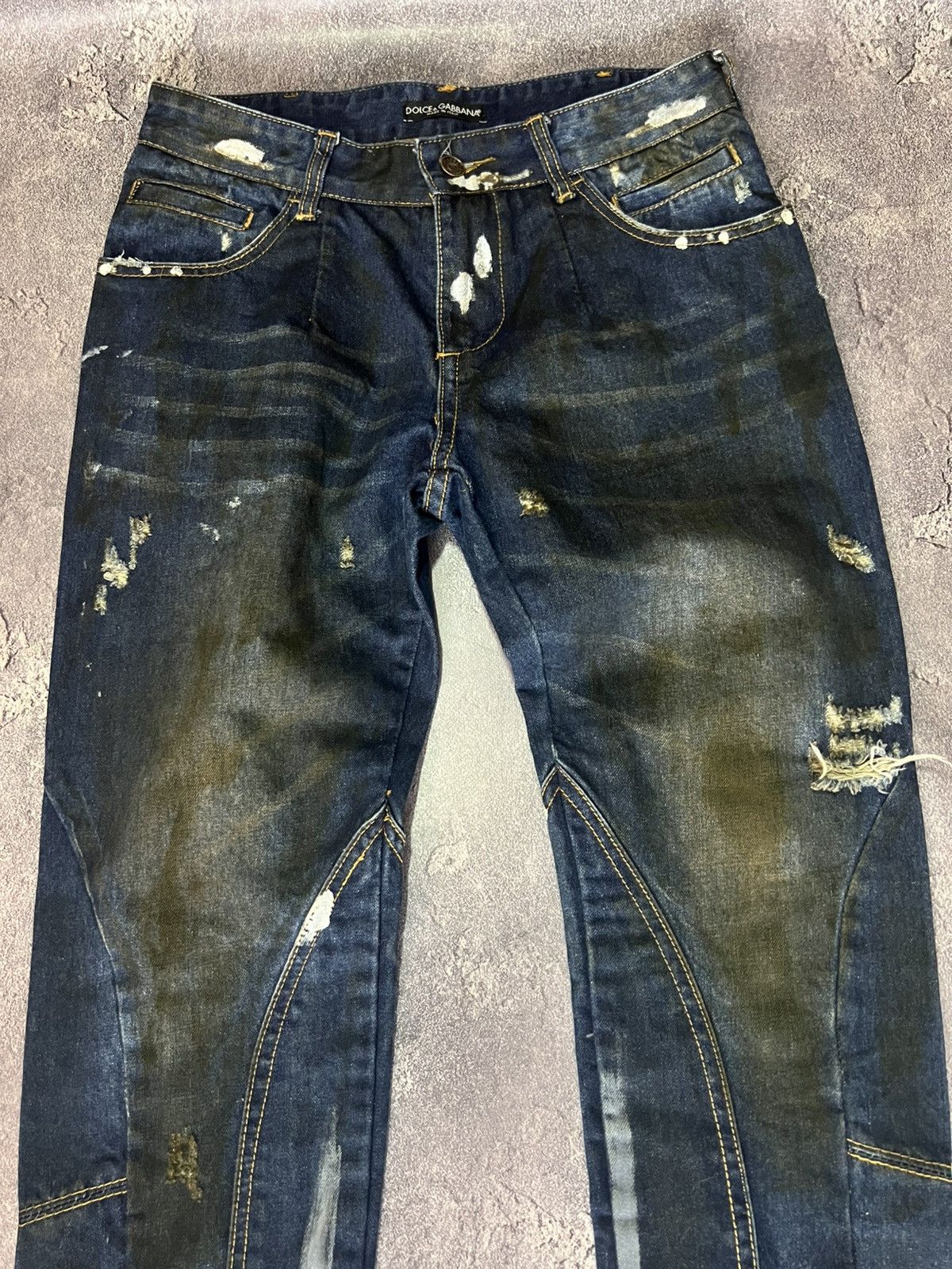 Dolce & Gabbana Dolce & Gabbana Archive Distressed Painted Zipper Denim Size US 30 / EU 46 - 4 Thumbnail
