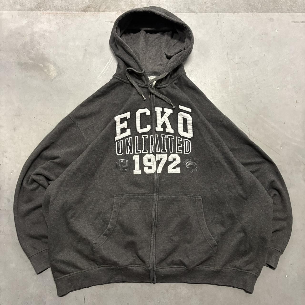 Ecko Unltd. Crazy Vintage Y2K/2000s Ecko Unlimited Big Y2K Grey Zipup Hoodie! Size US XXL / EU 58 / 5 - 1 Thumbnail