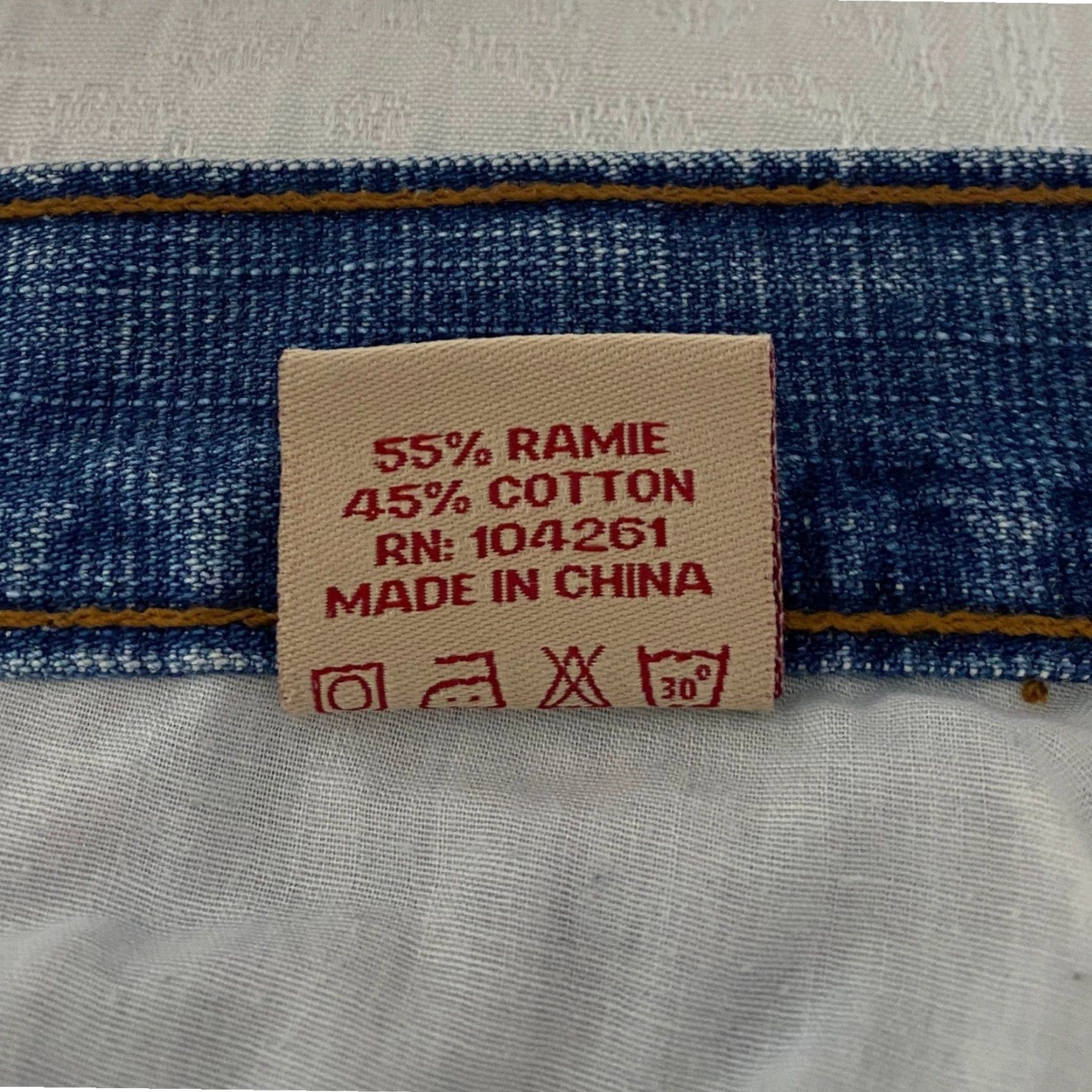 Denime Attitude Premium Denim Jeans Men 46 Blue Relaxed Fit 5-Pocket Denim Ramie Cotton Distressed Logo Button Zip Wide-Leg Jeans Mens Size US 30 / EU 46 - 5 Thumbnail
