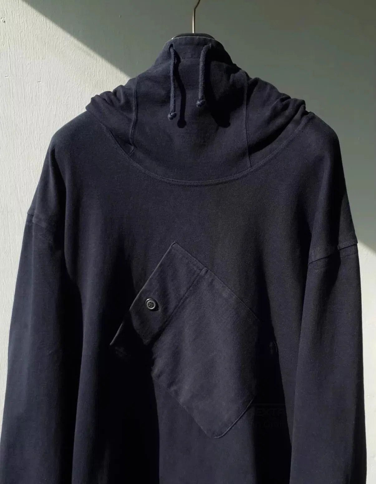 Issey Miyake Black Hoodie with Asymmetric Pocket, Size M. Size US M / EU 48-50 / 2 - 3 Thumbnail