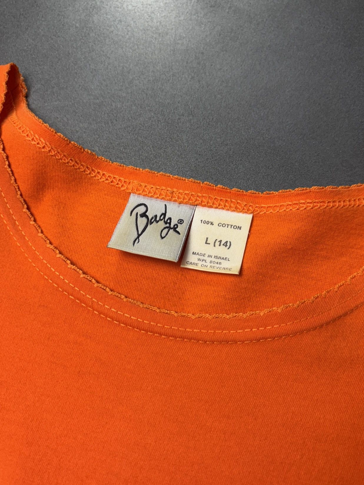 Vintage Y2K 2000s Vintage Tee Lace Trim Neck Orange Womens Badge Size L / US 10 / IT 46 - 3 Thumbnail