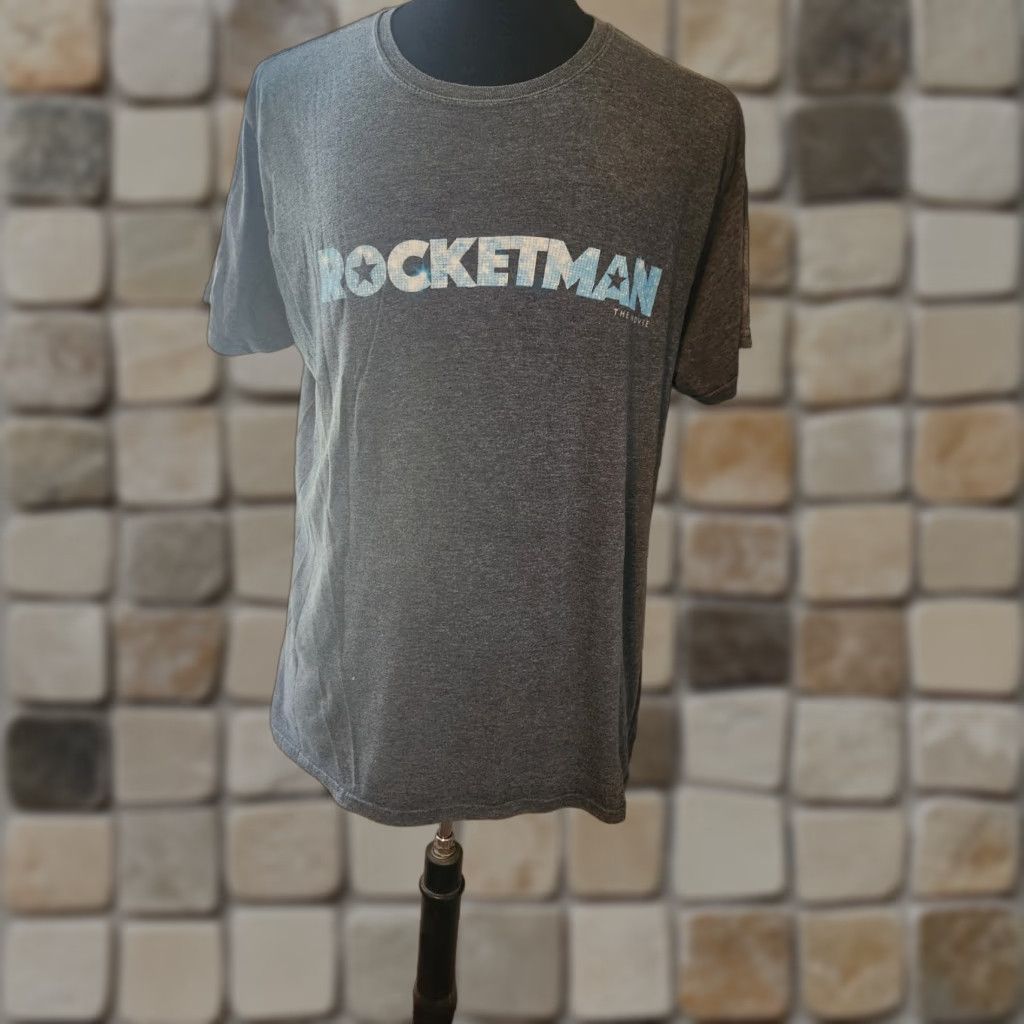 Spell Rocketman T-Shirt Mens XL Gray Short Sleeve Logo Crew Neck Movie Top Spin Spell Logo Shirt Size US XL / EU 56 / 4 - 1 Thumbnail