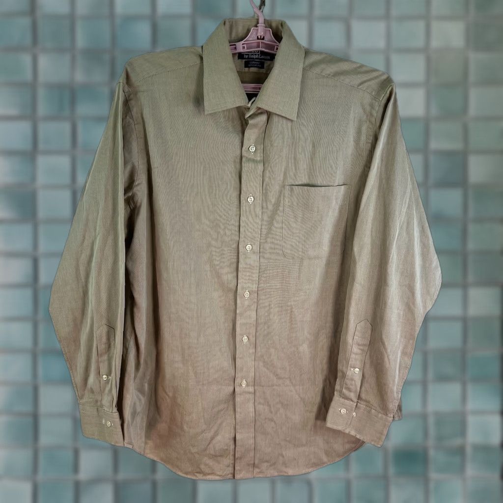 Polo Ralph Lauren VINTAGE Polo Ralph Lauren Curham Shirt Men’s 16.5 34/35 Beige Long Sleeve Classic Casual Mens Size US L / EU 52-54 / 3 - 1 Thumbnail