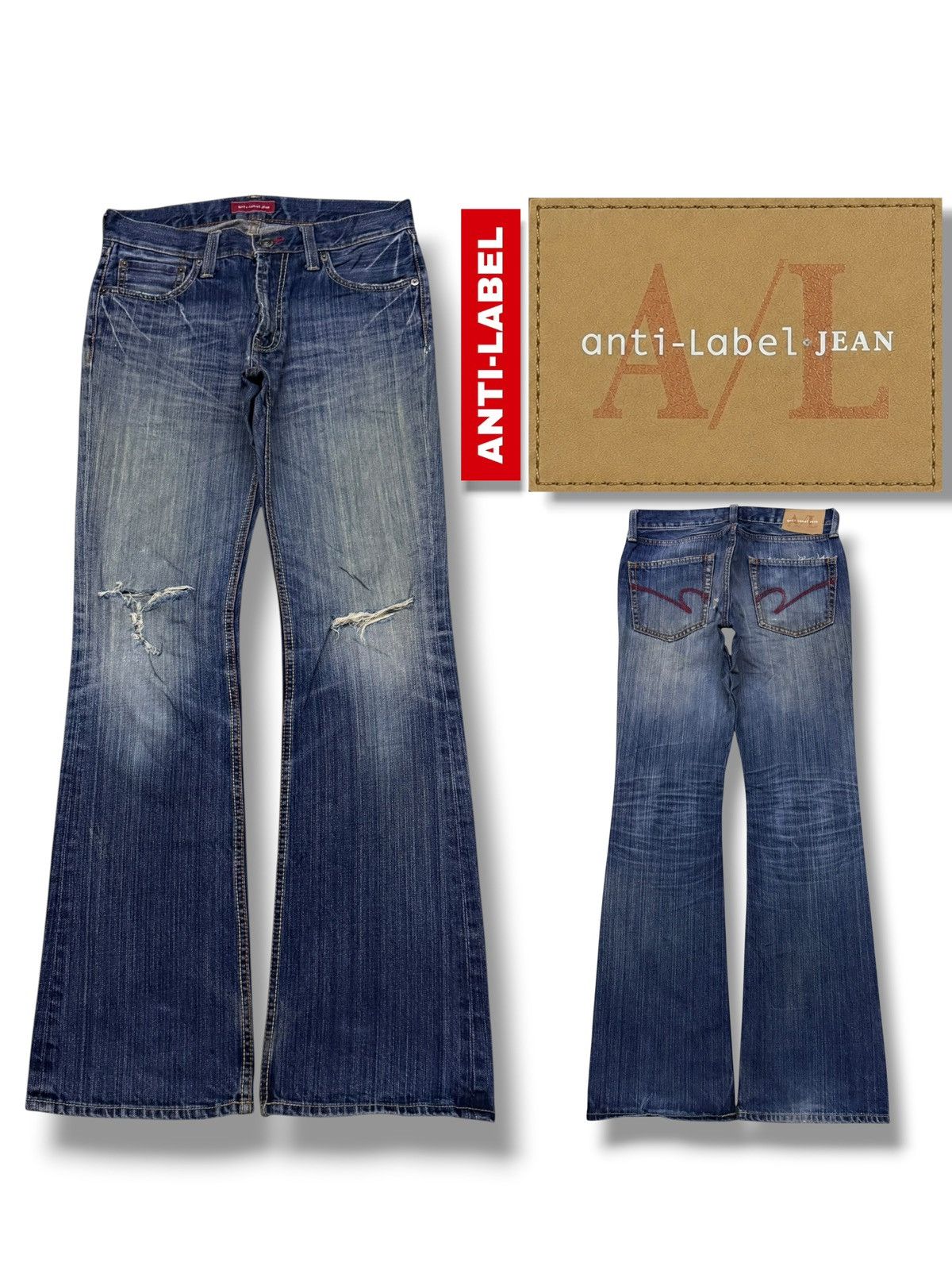 Japanese Brand Vintage Anti-Label Jean Distressed Bootcut Flare Jeans | W31 Size US 31 - 1 Thumbnail
