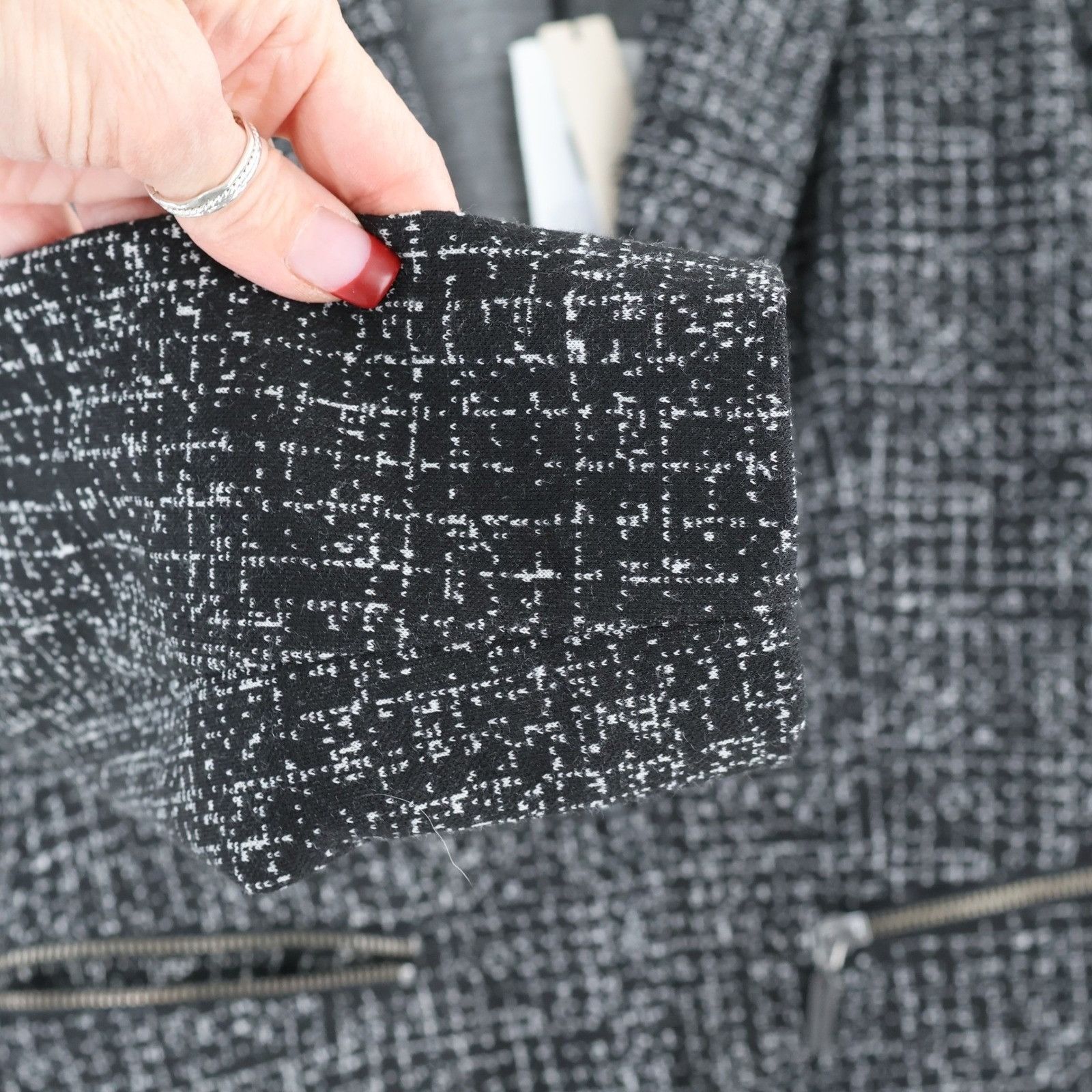 NIC+ZOE NIC+ZOE Dotty Grid Zip Jacket Womens XS Black Knit Career Po Size XS / US 0-2 / IT 36-38 - 6 Thumbnail
