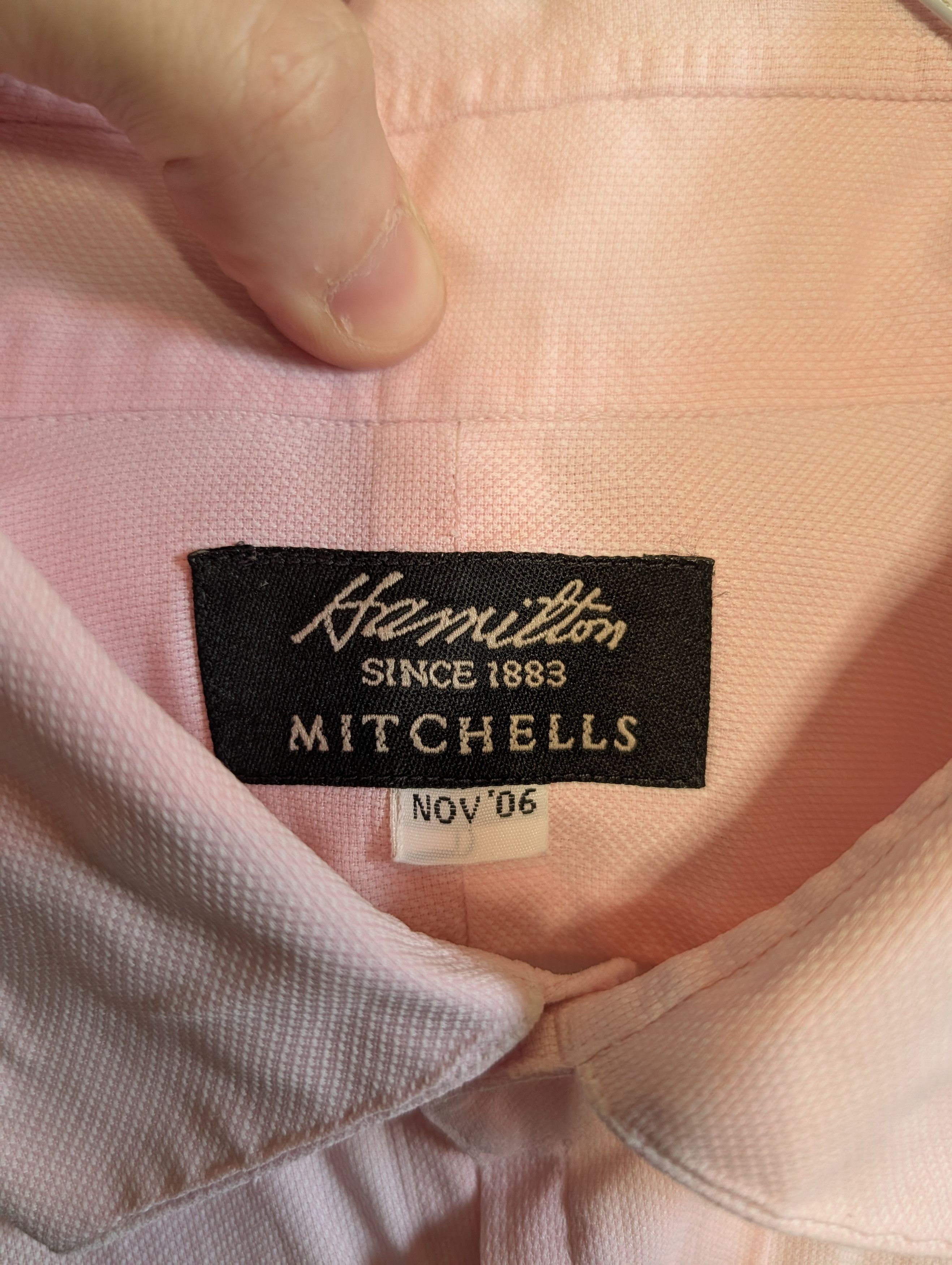 Hamilton Pink pique French cuff bespoke MiUSA cotton dress shirt Size US L / EU 52-54 / 3 - 8 Thumbnail