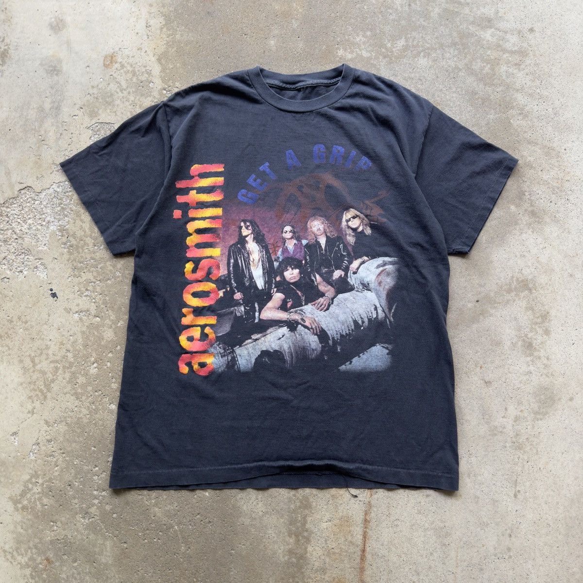 image of Band Tees x Vintage 90's Aerosmith Faded Get A Grip Tour Tee in Black, Men's (Size XL)