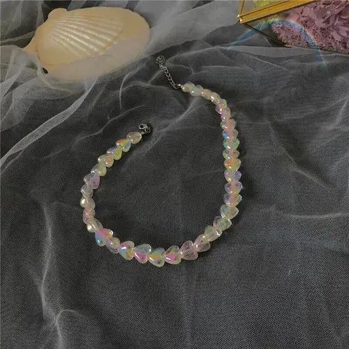 Jewelry Sweet Acrylic Heart Necklace Size ONE SIZE - 1 Thumbnail