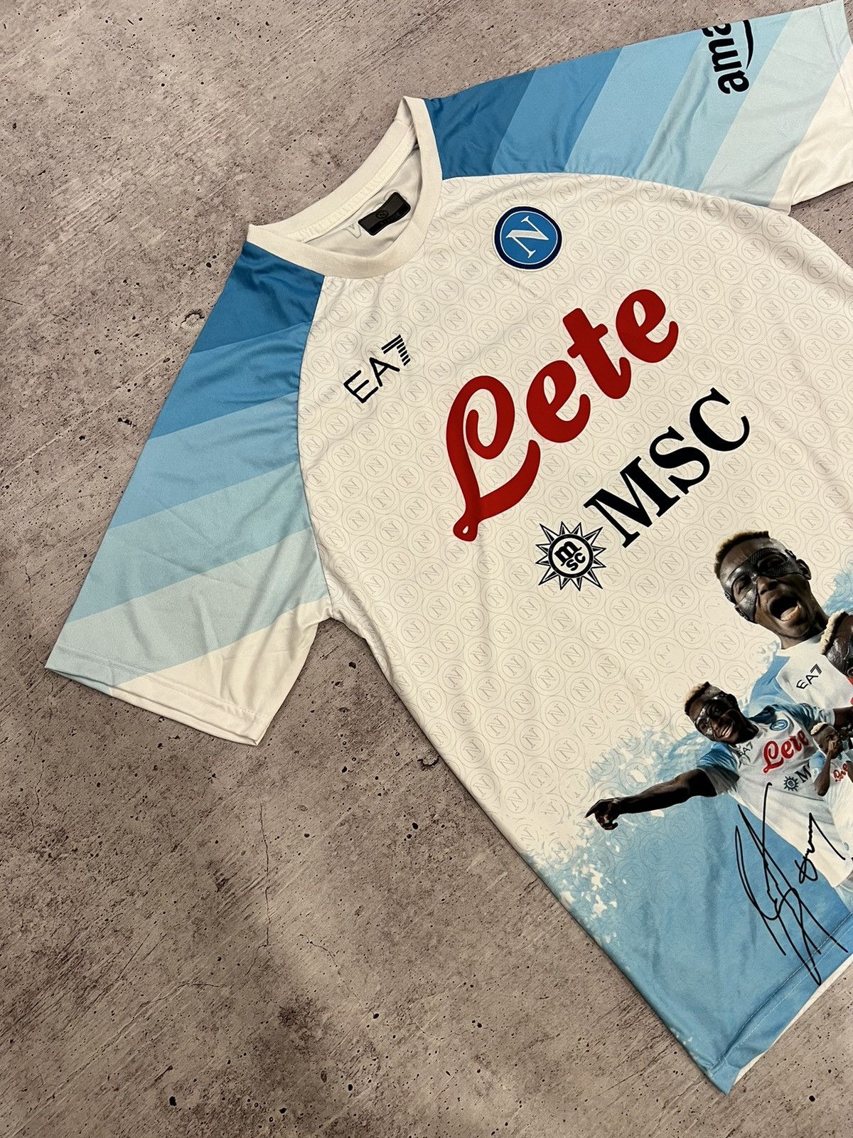 Vintage 🩸RARE🩸Napoli EA7 2022/2023 Osimhen Face Game Jersey Size US XL / EU 56 / 4 - 5 Thumbnail