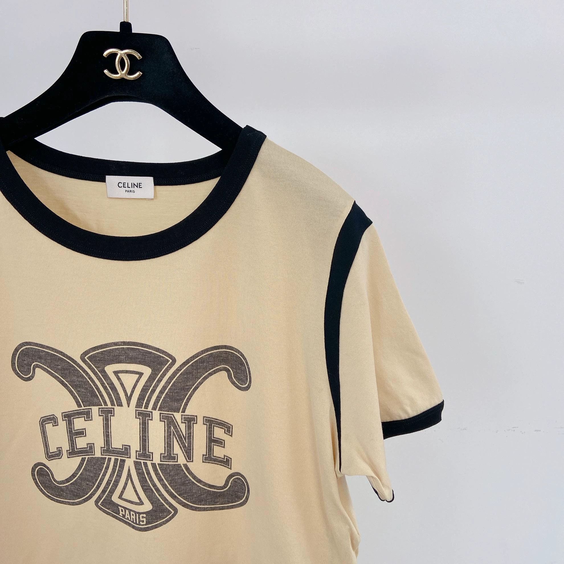 Celine CELINE Triomphe color block logo short-sleeve L Size L / US 10 / IT 46 - 3 Thumbnail