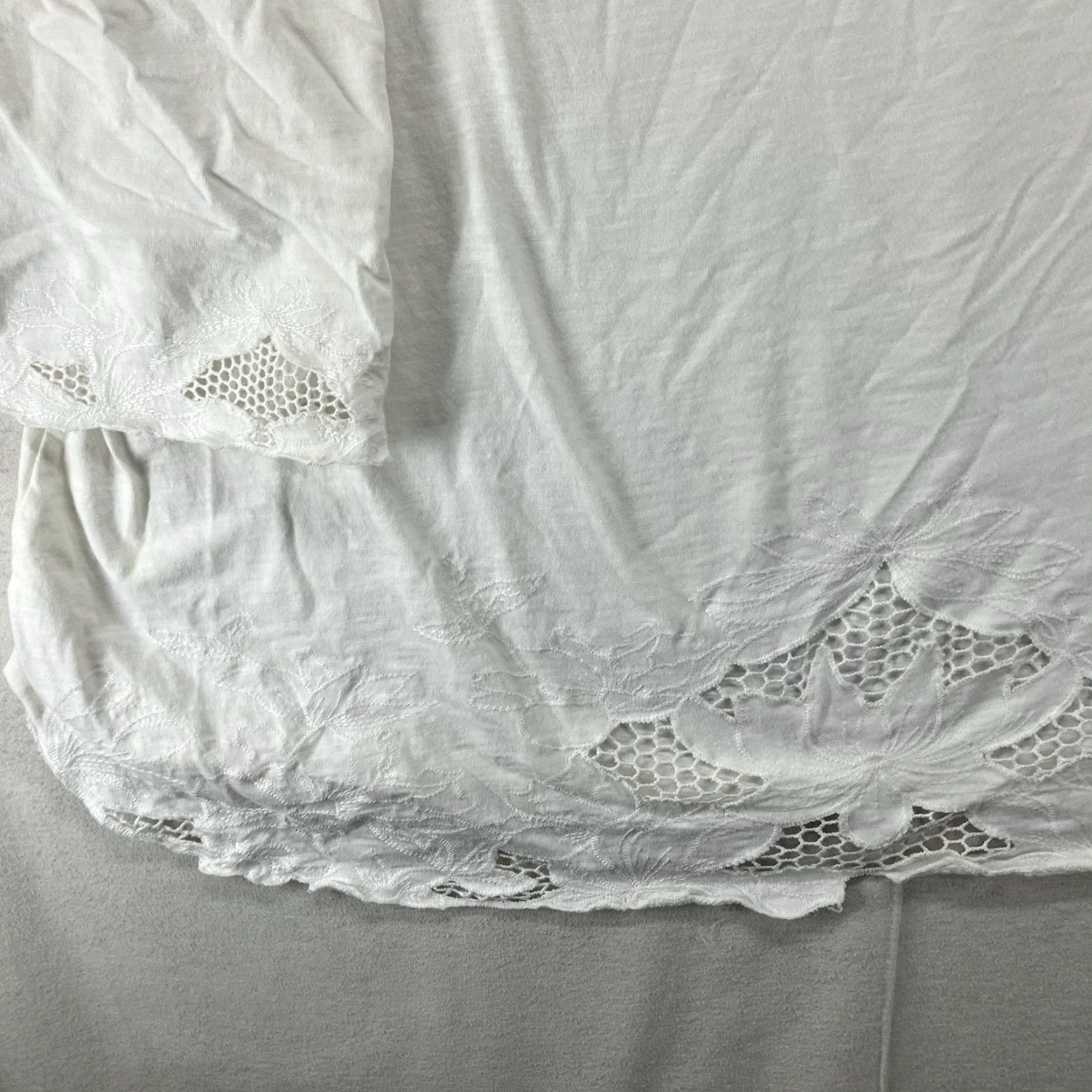 Vintage Women’s Plus Size Jersey Top Blouse 2X White Breathable Cotton Casual Short Sleeve Size XXL / US 16-18 / IT 52-54 - 6 Thumbnail