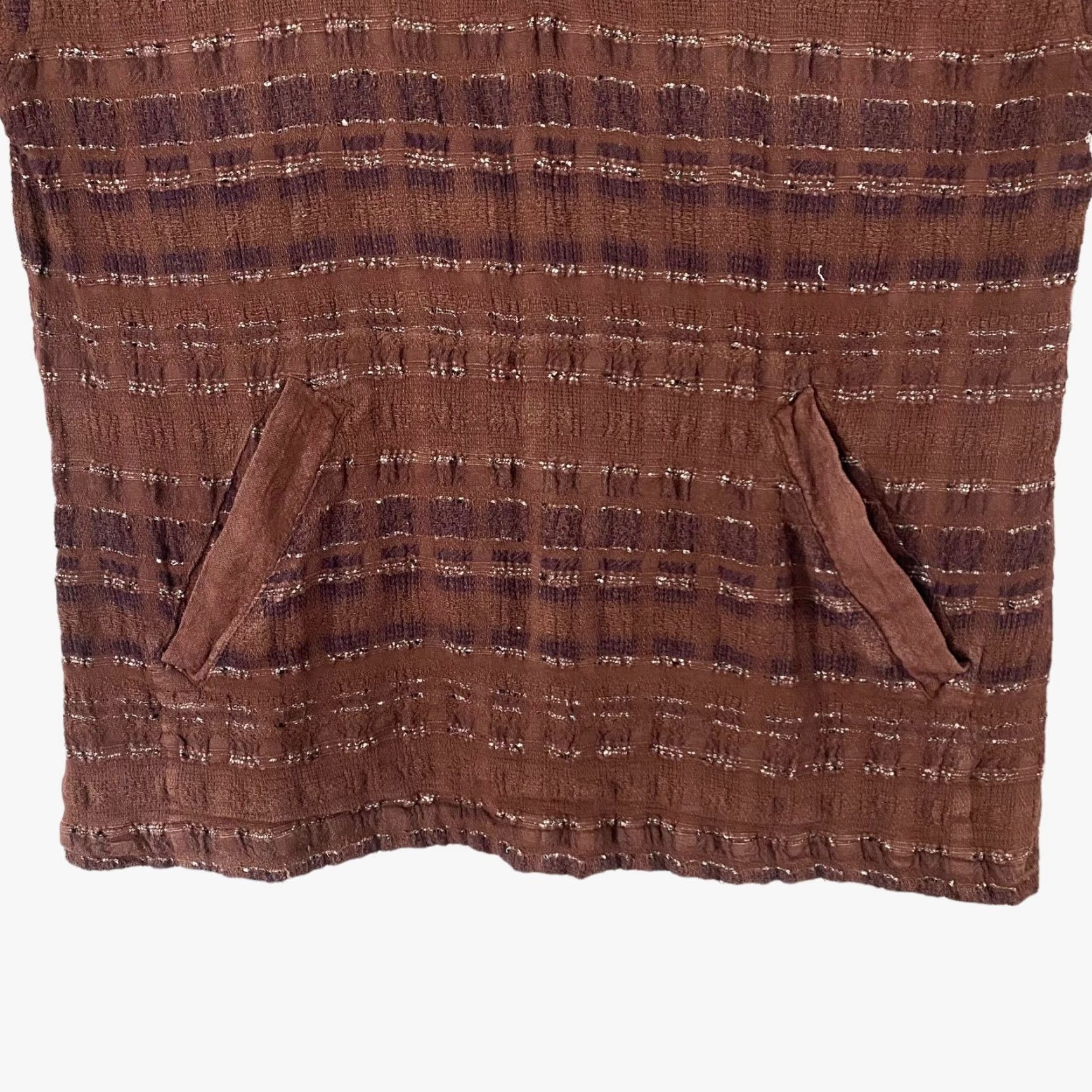 Vintage VINTAGE Cotton USA Striped Button-Collar Long Sleeve Tunic Blouse Brown Women's Medium Size M / US 6-8 / IT 42-44 - 6 Thumbnail