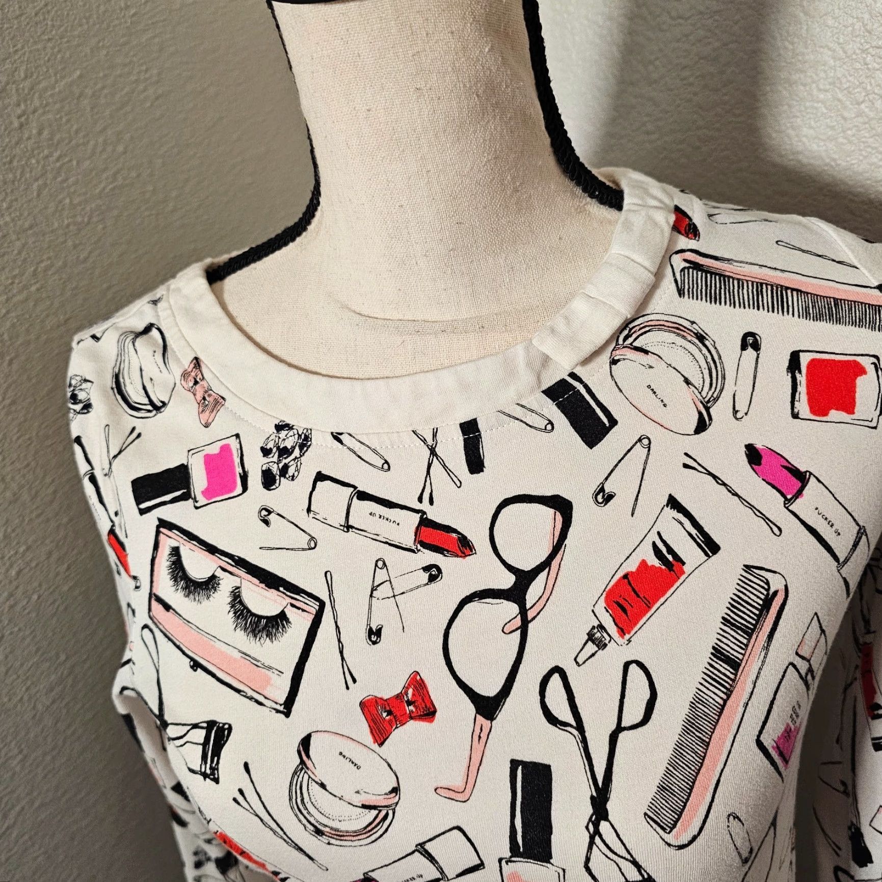 Vintage Kate Spade New York Pink White Cosmetics Print Cotton Night Sleep Shirt Size S Size S / US 4 / IT 40 - 5 Thumbnail