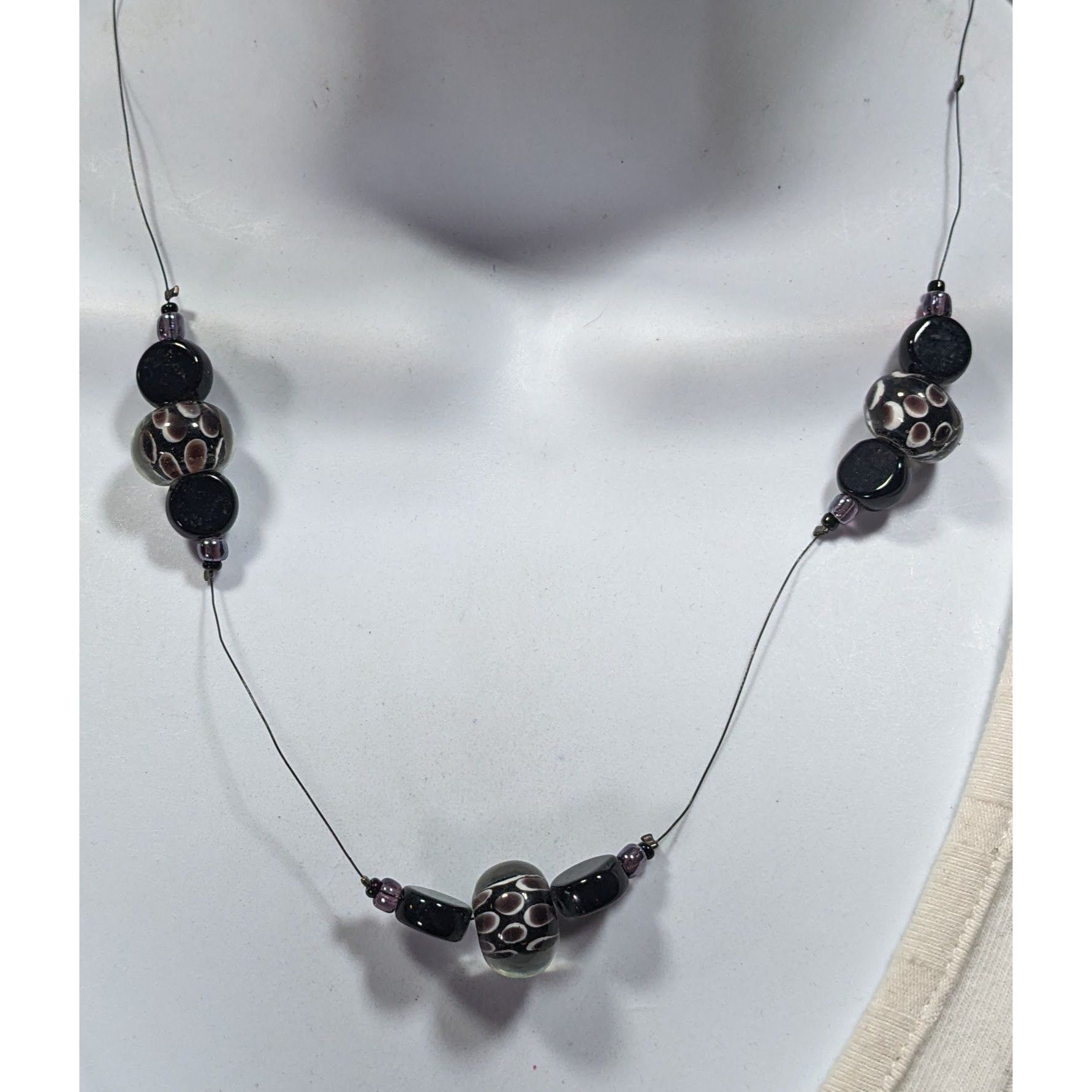 Other Elegant Lamp Work Glass Beaded Black And Silver Tone Station Size ONE SIZE - 1 Thumbnail