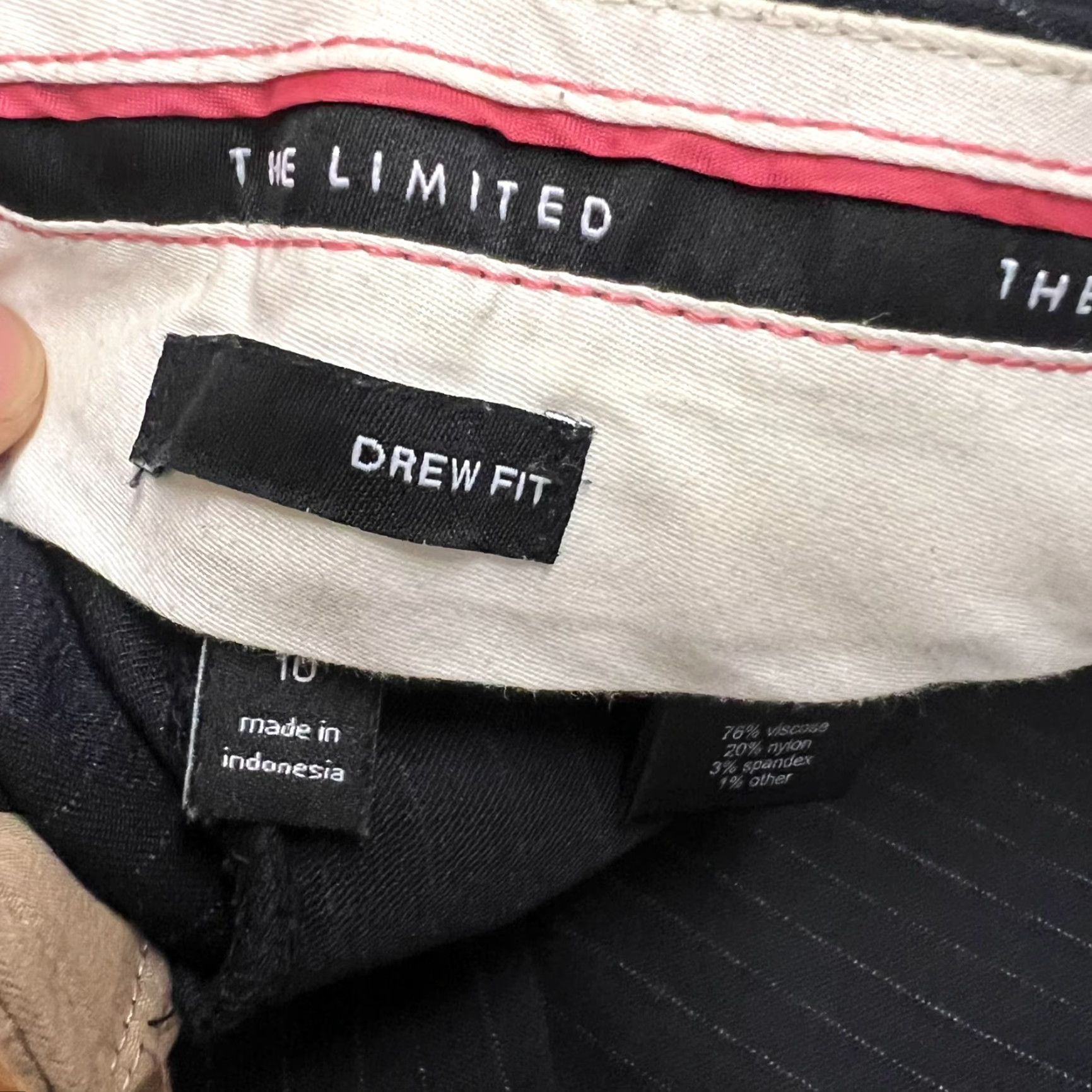Vintage The Limited Drew Fit Wide Leg Striped Pocketed Pants Womens Size 10 Black 34x32 Preppy 90s Size 32" / US 10 / IT 46 - 7 Thumbnail