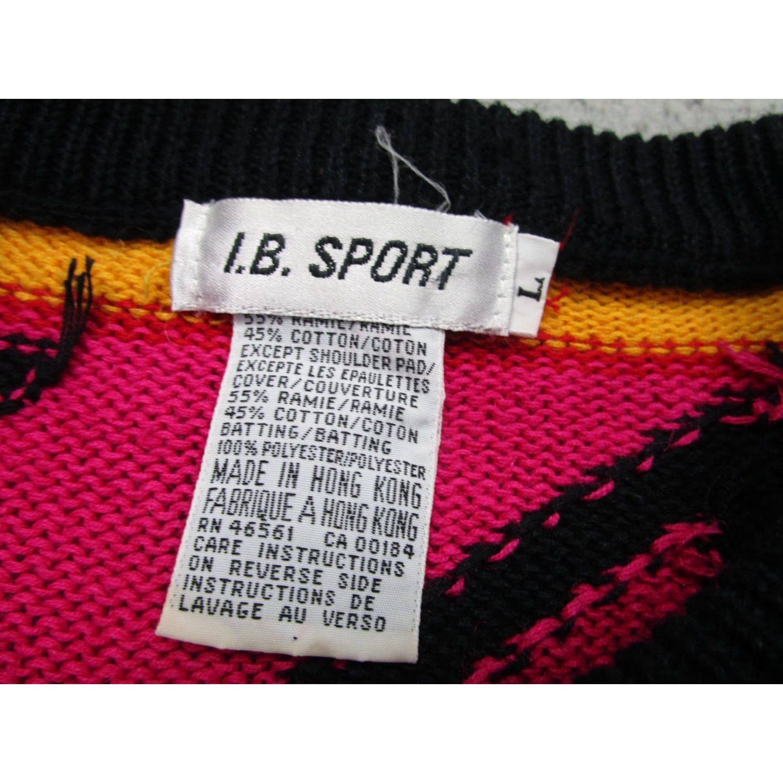 DANCER VINTAGE IB Diffusion Shoulder Pad Sweater Womens Large Black Pink Retro 80s 90s Size L / US 10 / IT 46 - 5 Thumbnail