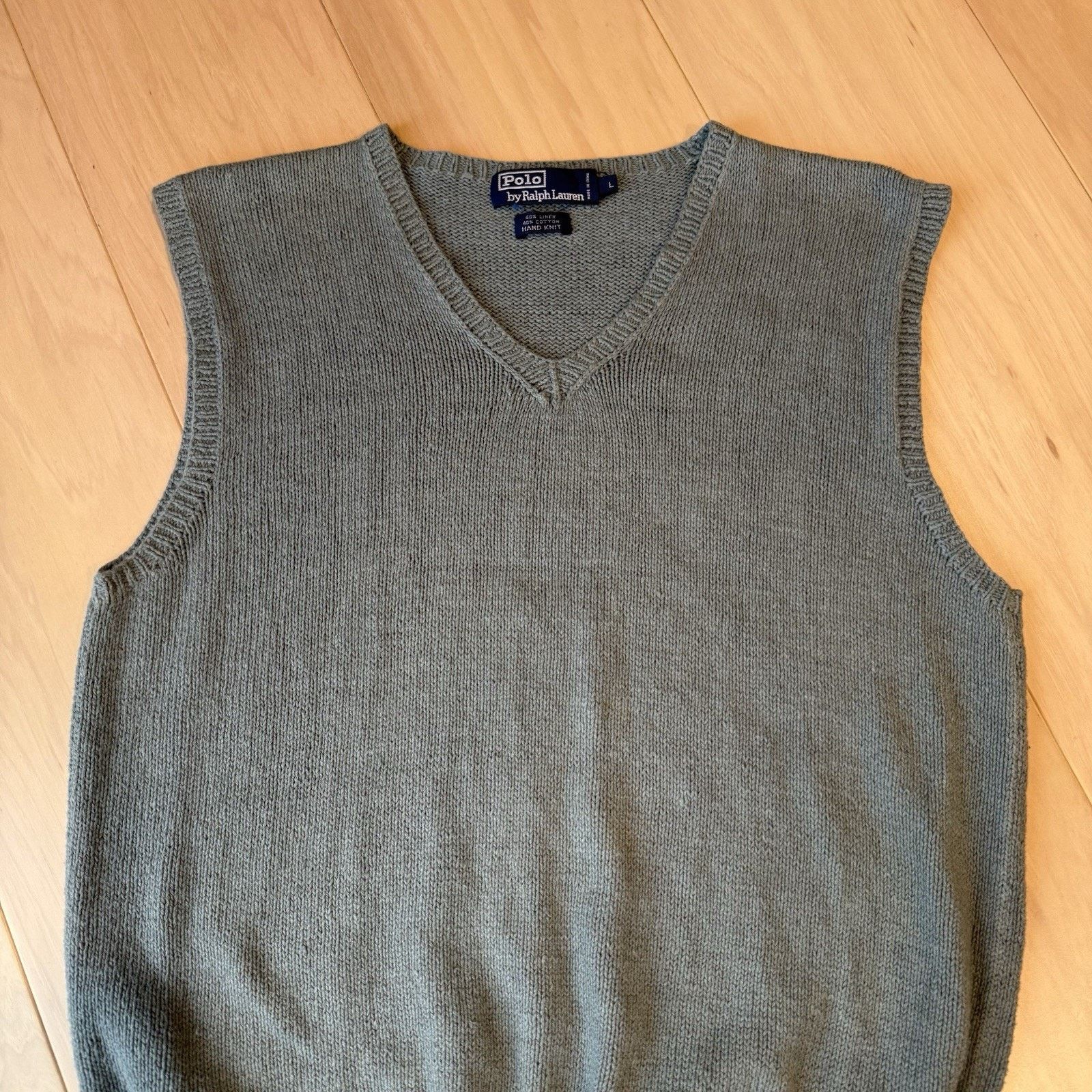 Polo Ralph Lauren Polo Ralph Lauren Linen Cotton Sweater Vest L Gray Pullover Size US L / EU 52-54 / 3 - 4 Thumbnail