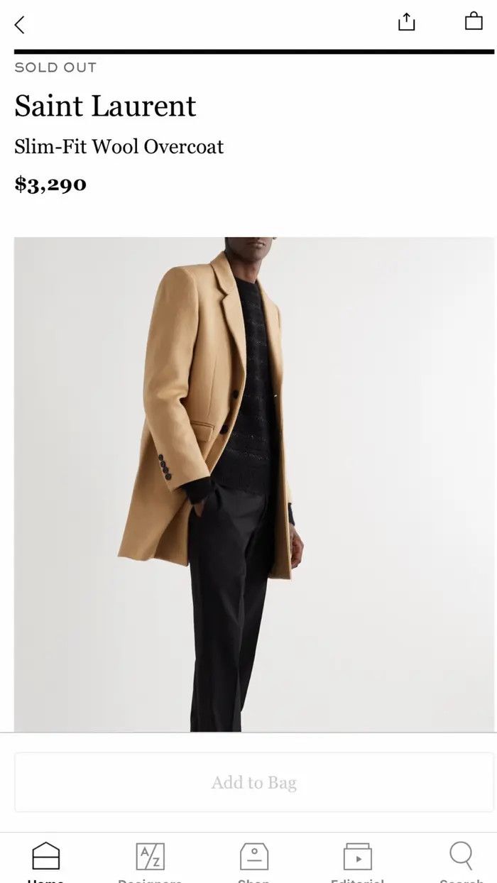 Saint Laurent Paris Saint Laurent 2020 Chesterfield Coat Feutre Sable Beige sz48 Size US M / EU 48-50 / 2 - 10 Thumbnail